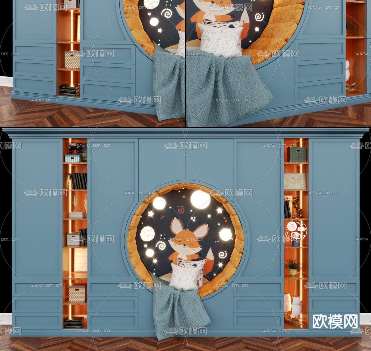 北欧儿童房衣柜装饰柜3d模型