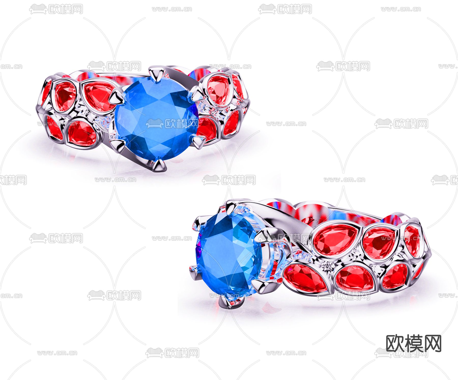 现代钻石戒指3d模型下载