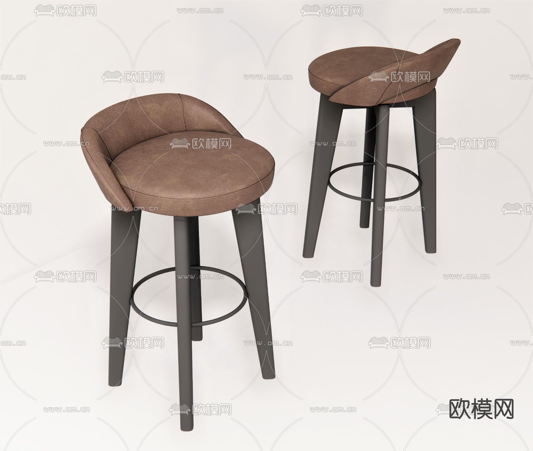 现代皮革吧椅su模型下载（渲染图1）