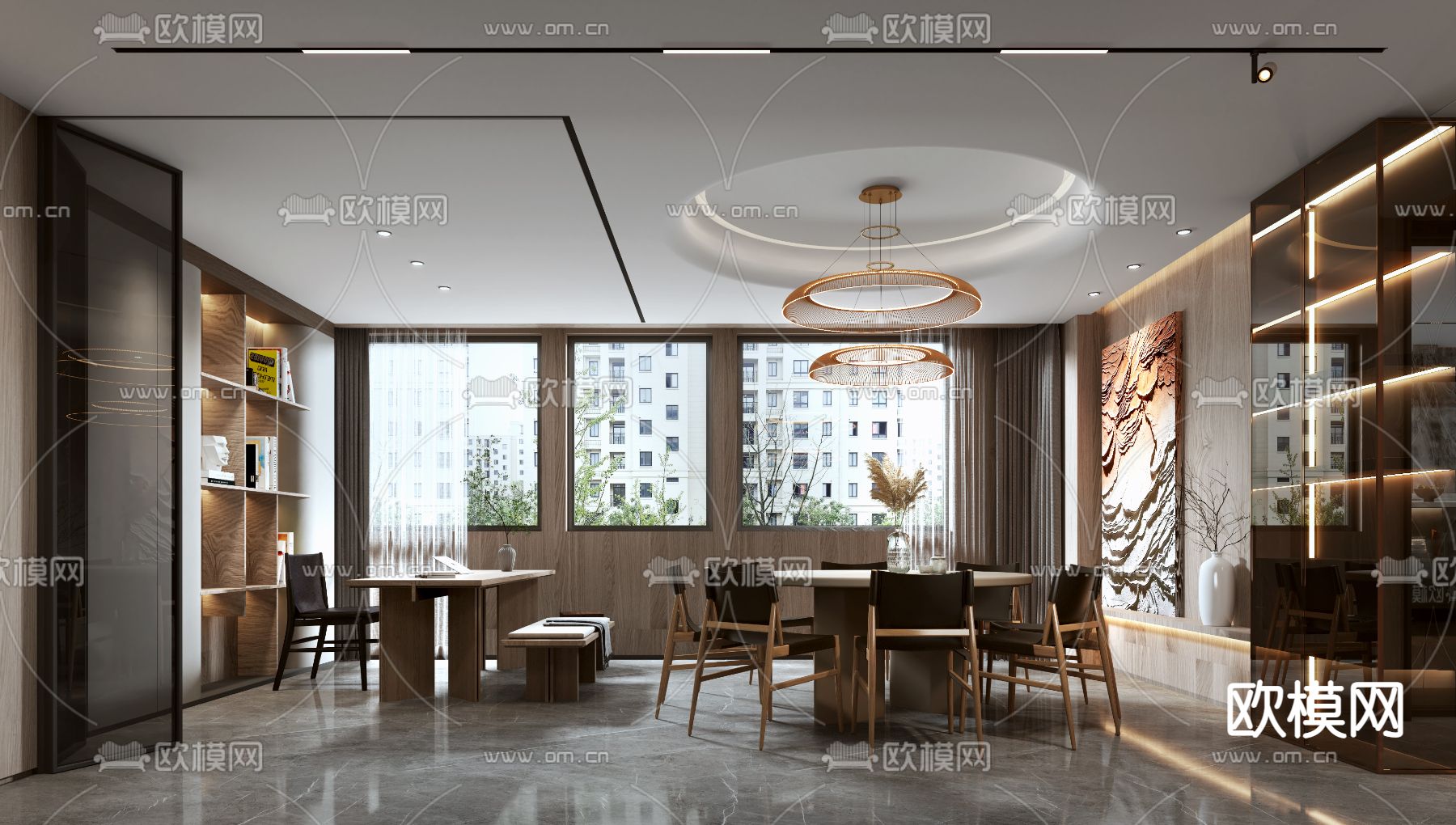 现代轻奢复式客餐厅3d模型