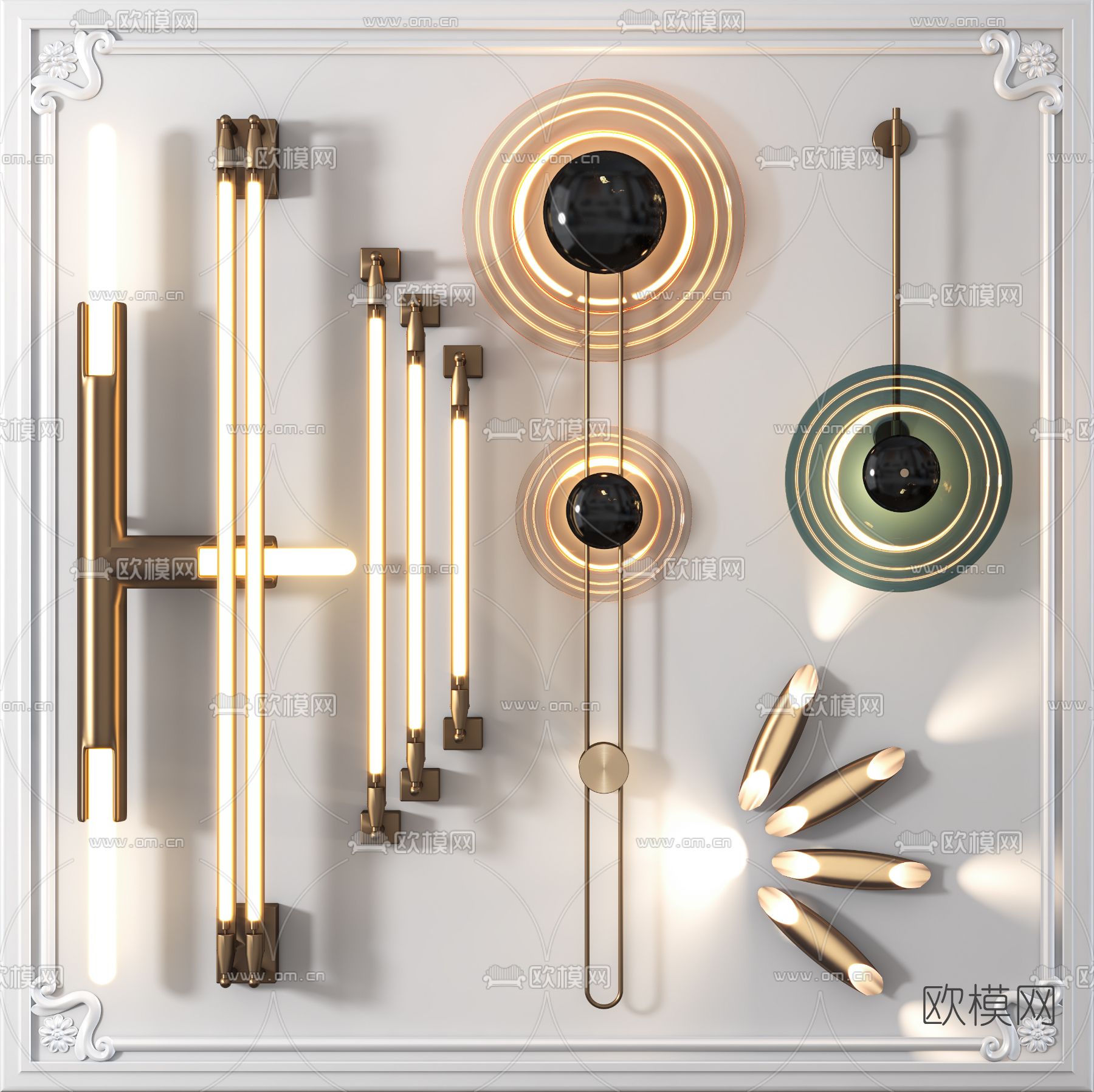 现代轻奢壁灯3d模型下载