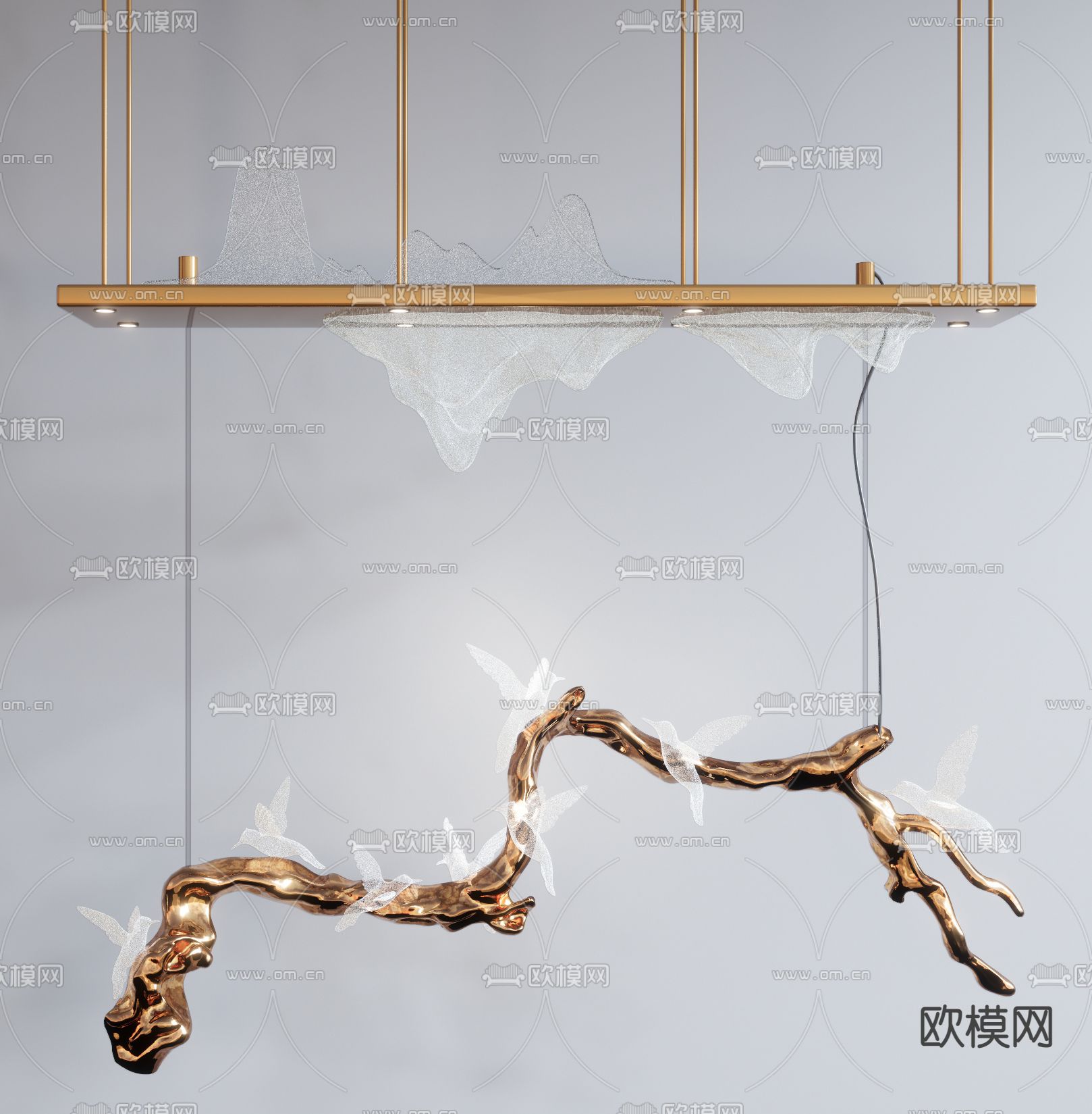 新中式吊灯su模型下载（渲染图1）