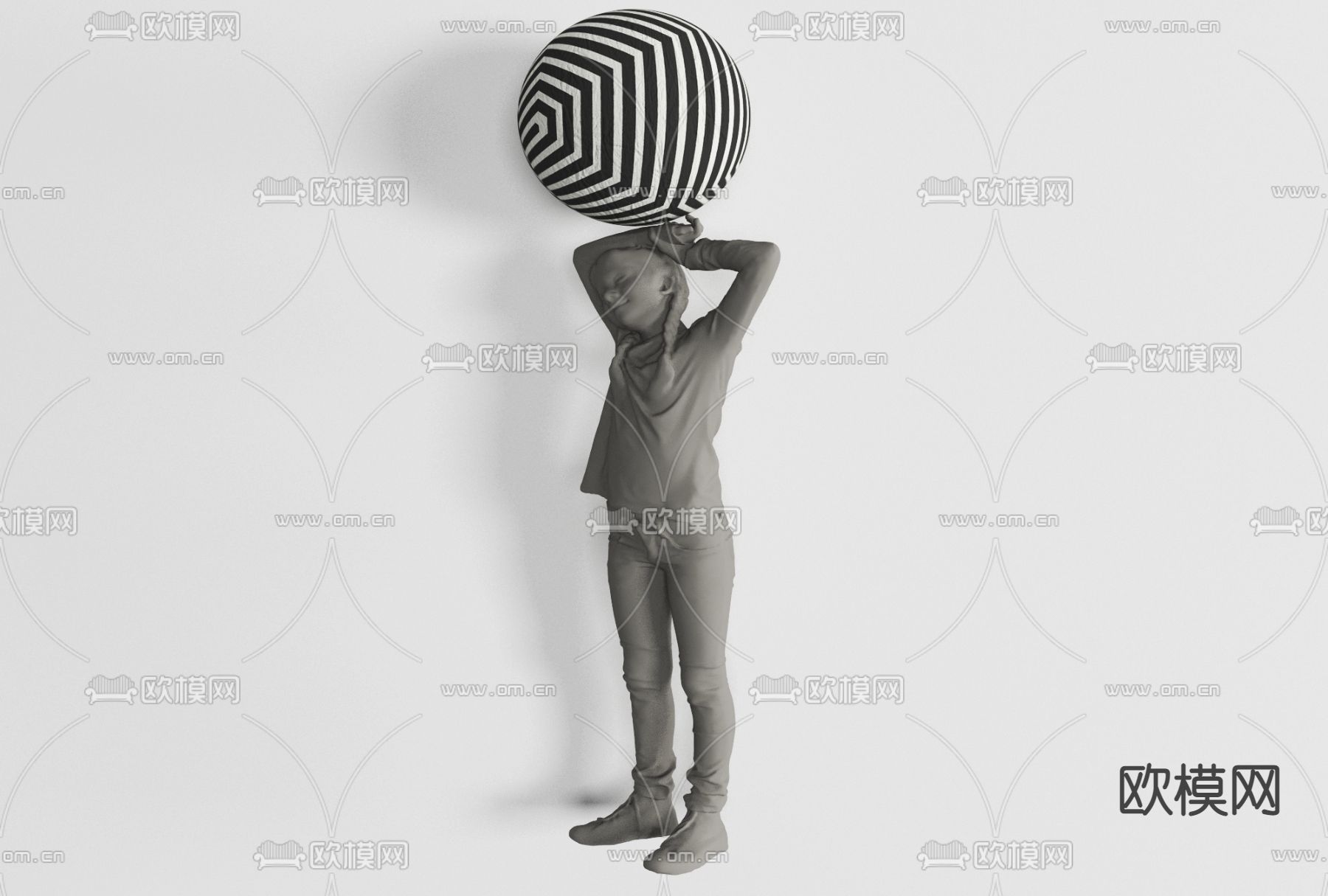 现代人物雕塑免费3d模型下载