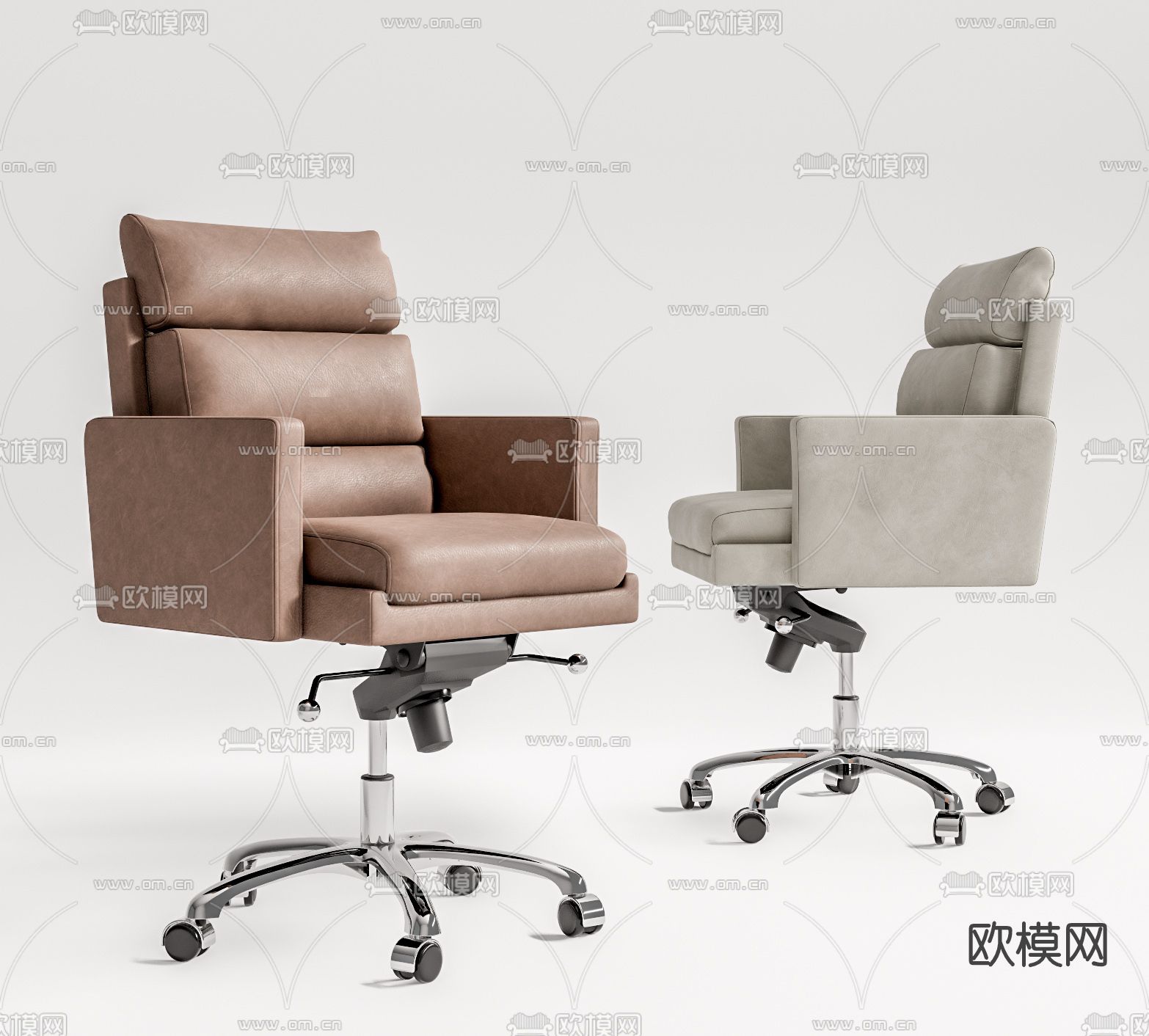现代皮革办公椅su模型下载（渲染图1）