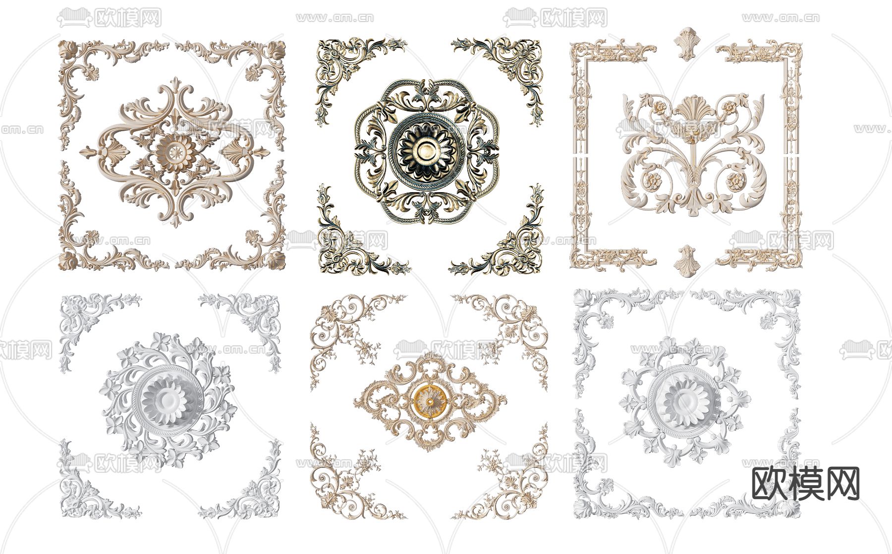 欧式石膏雕刻雕花3d模型下载