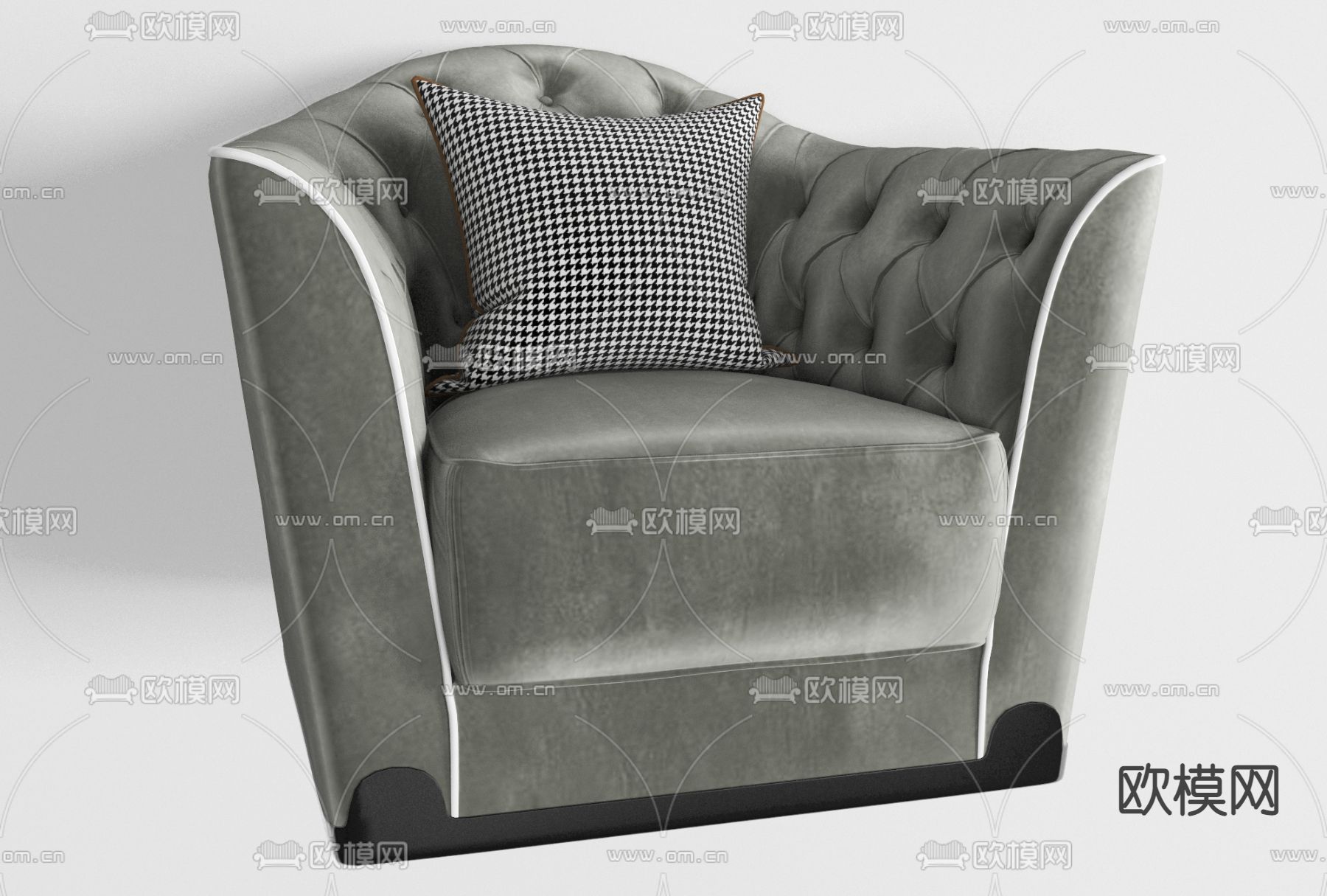 简欧皮革休闲沙发免费3d模型下载