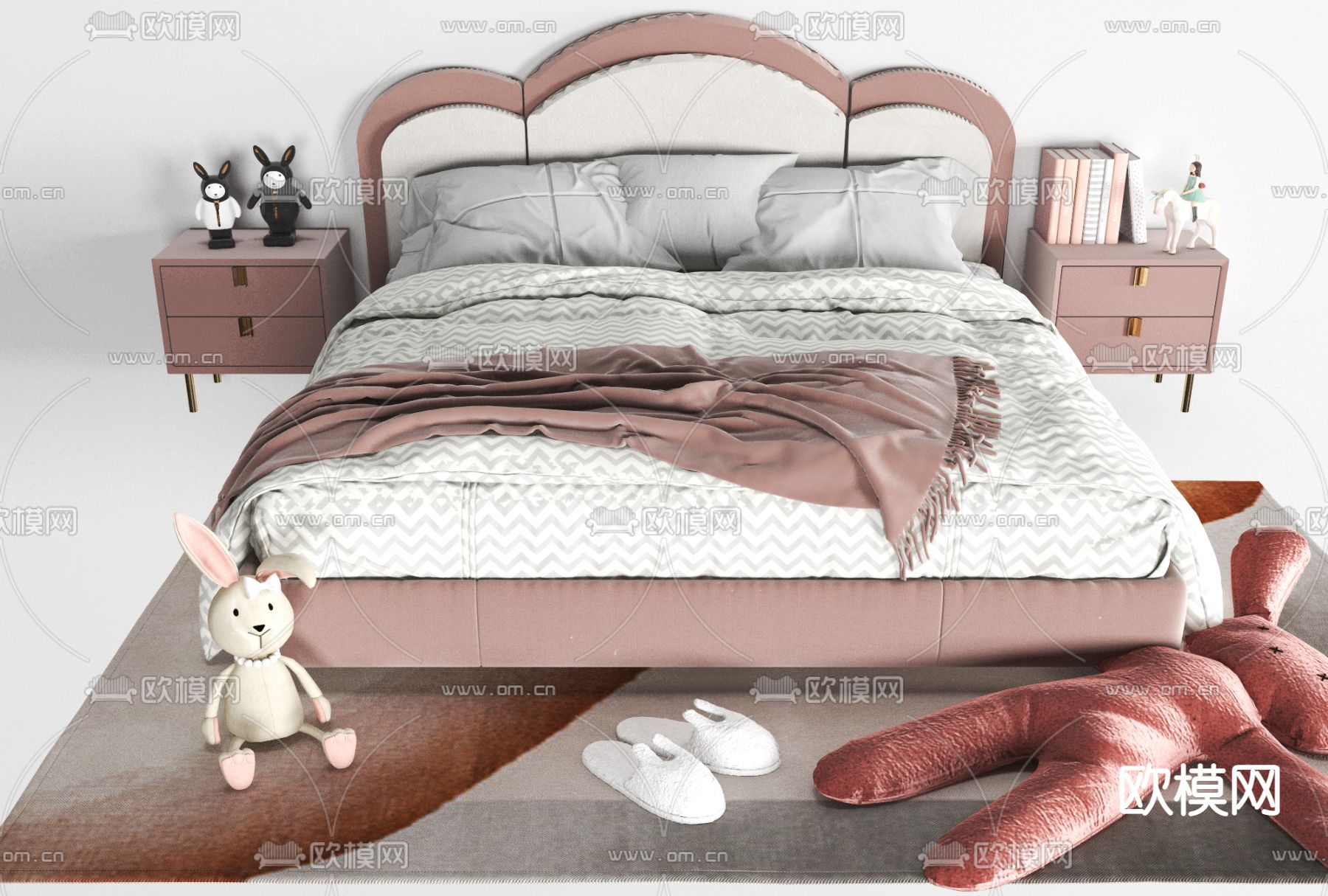 北欧布布艺女儿床免费3d模型下载