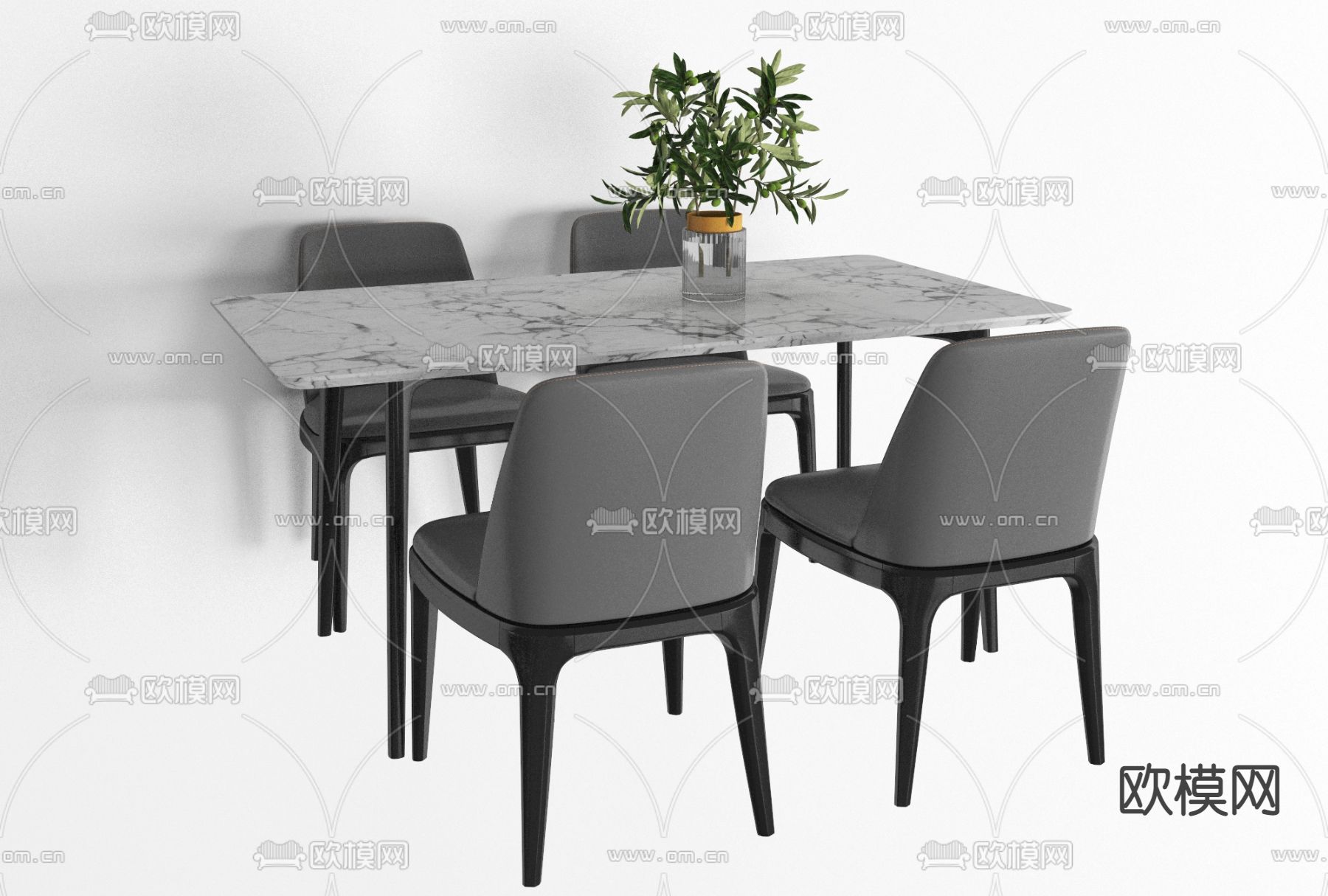 现代简约餐桌椅免费3d模型下载