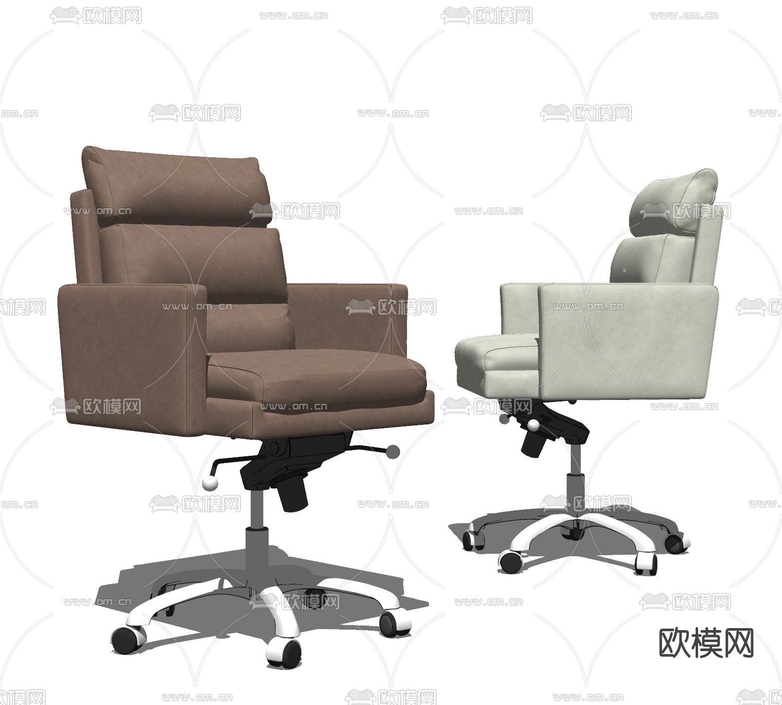 现代皮革办公椅su模型下载（渲染图2）