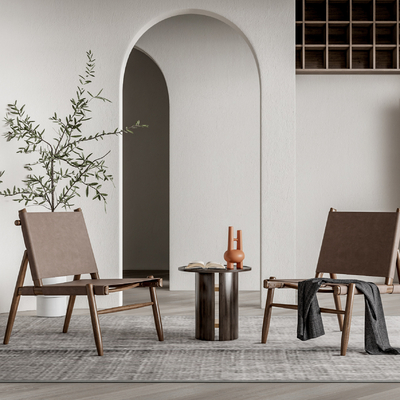 现代皮革休闲椅su模型