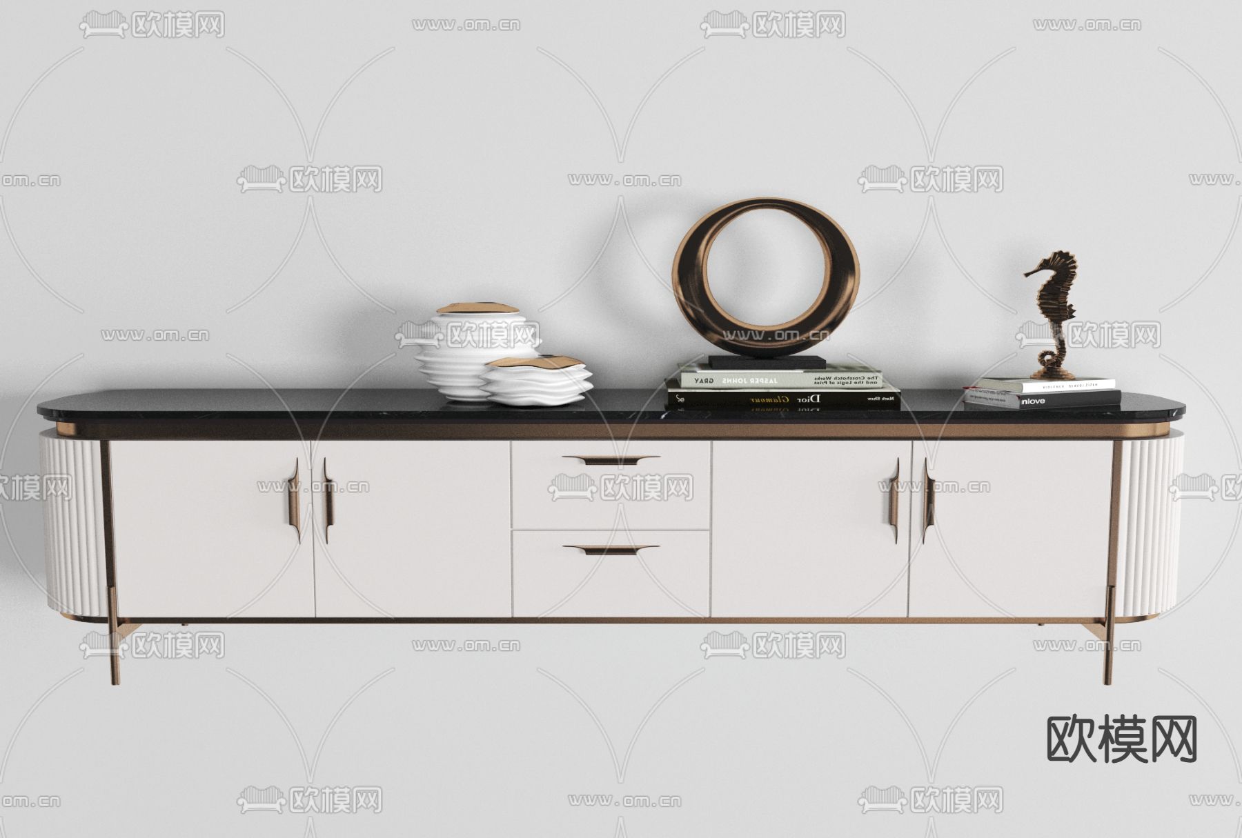 现代轻奢电视柜免费3d模型下载