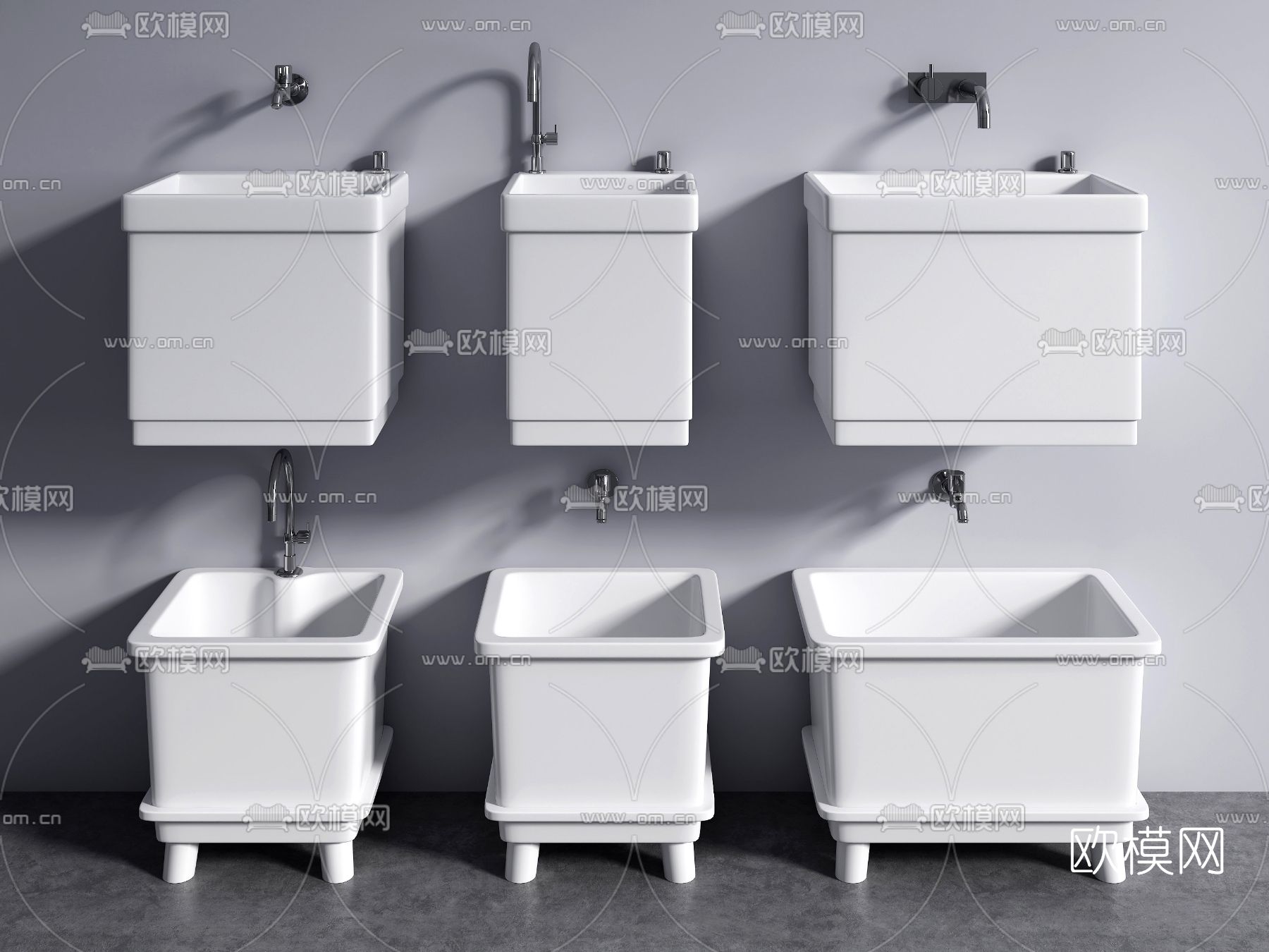 现代拖把池3d模型