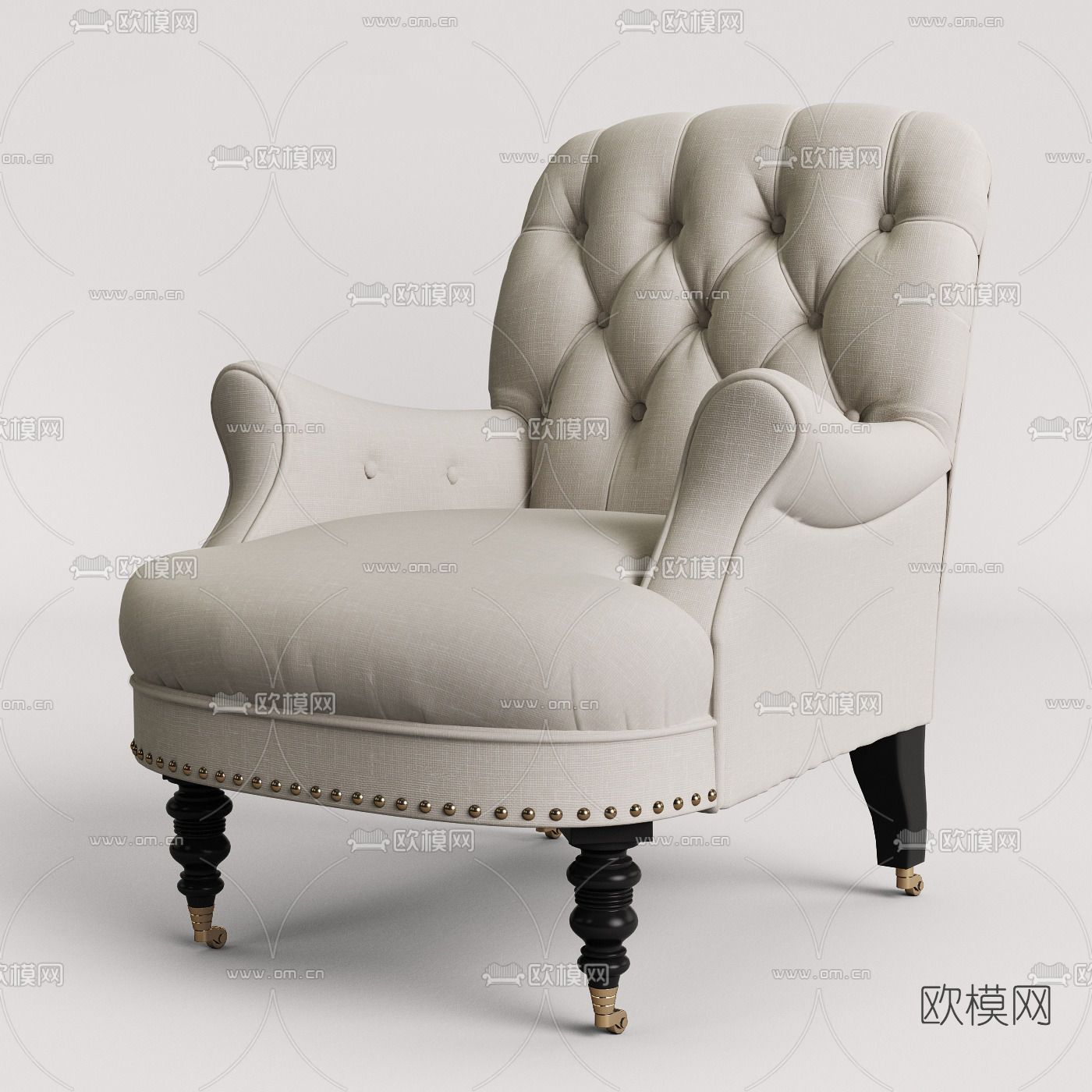 美式布艺单人沙发3d模型