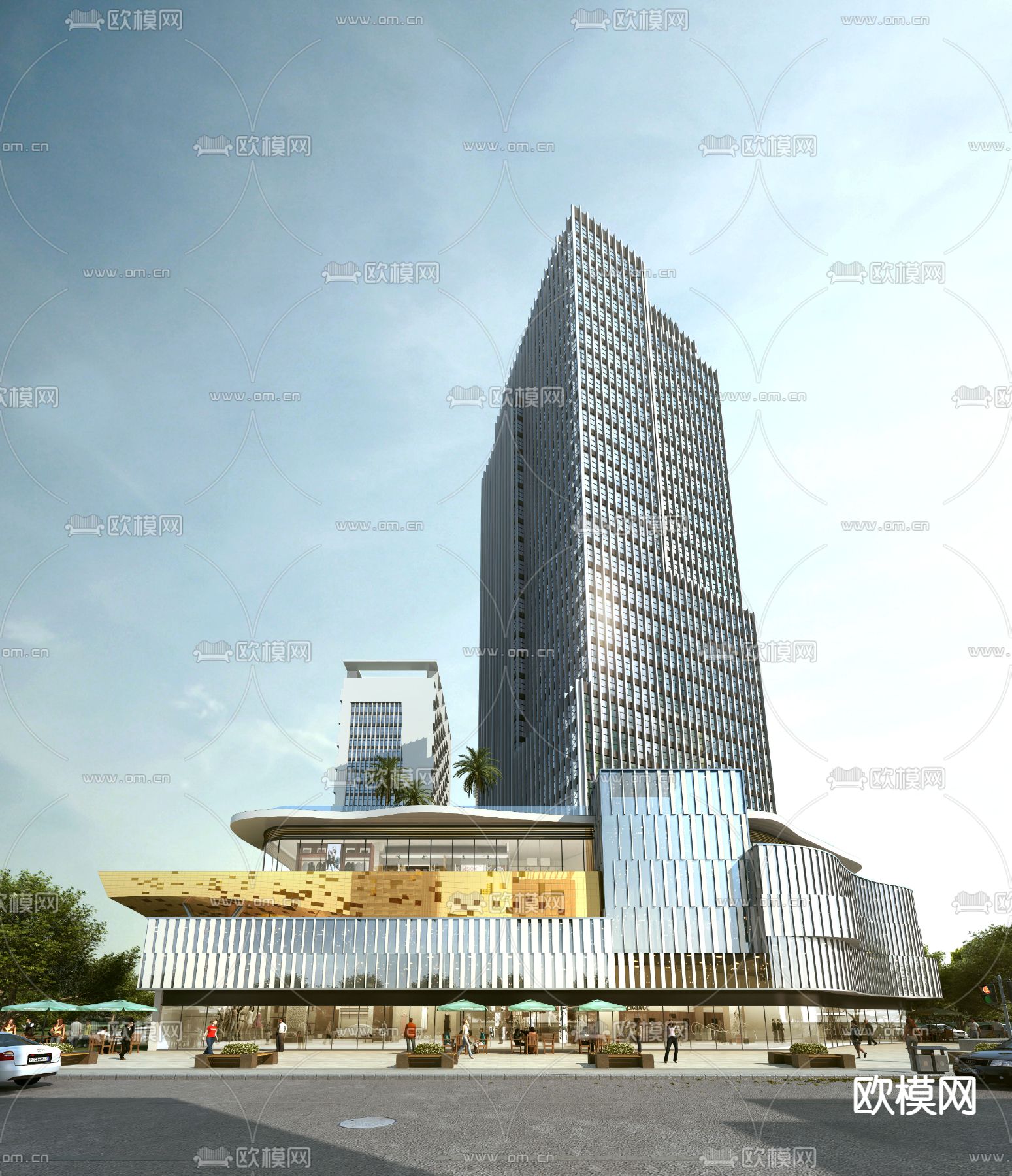 现代高层商业写字楼外观3d模型下载