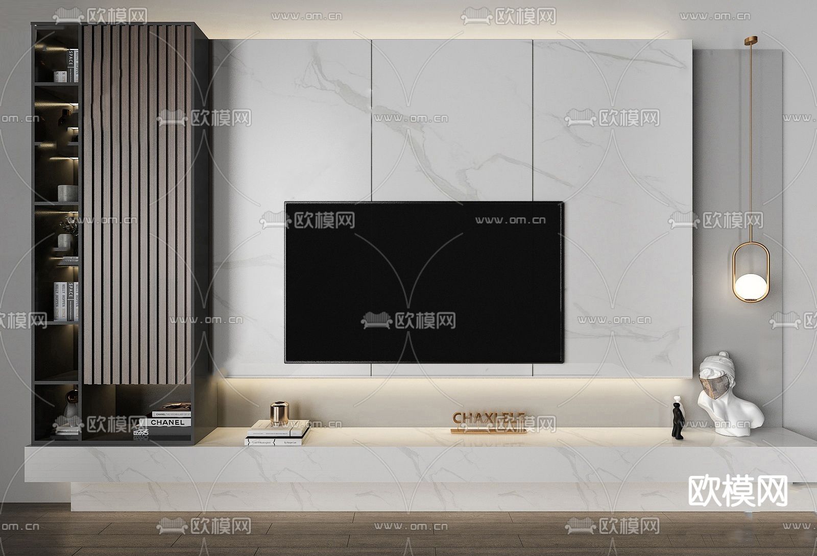 现代电视背景墙su模型