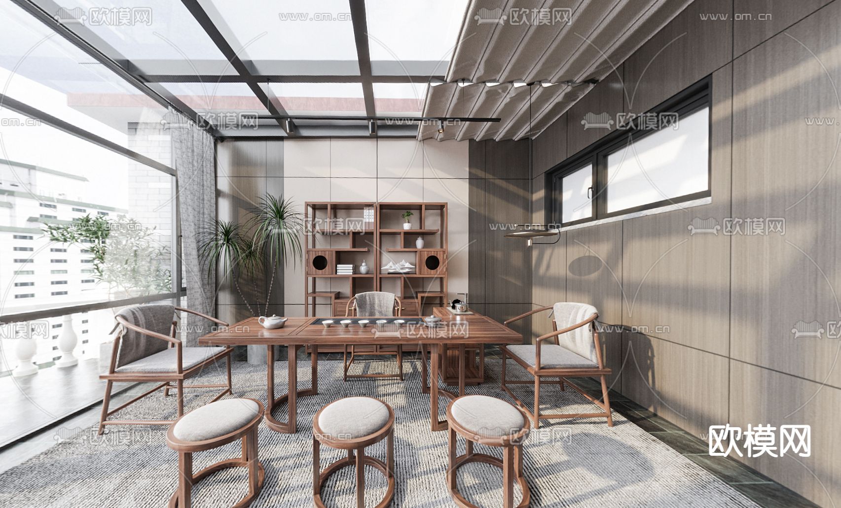 新中式茶室vr全景3d模型
