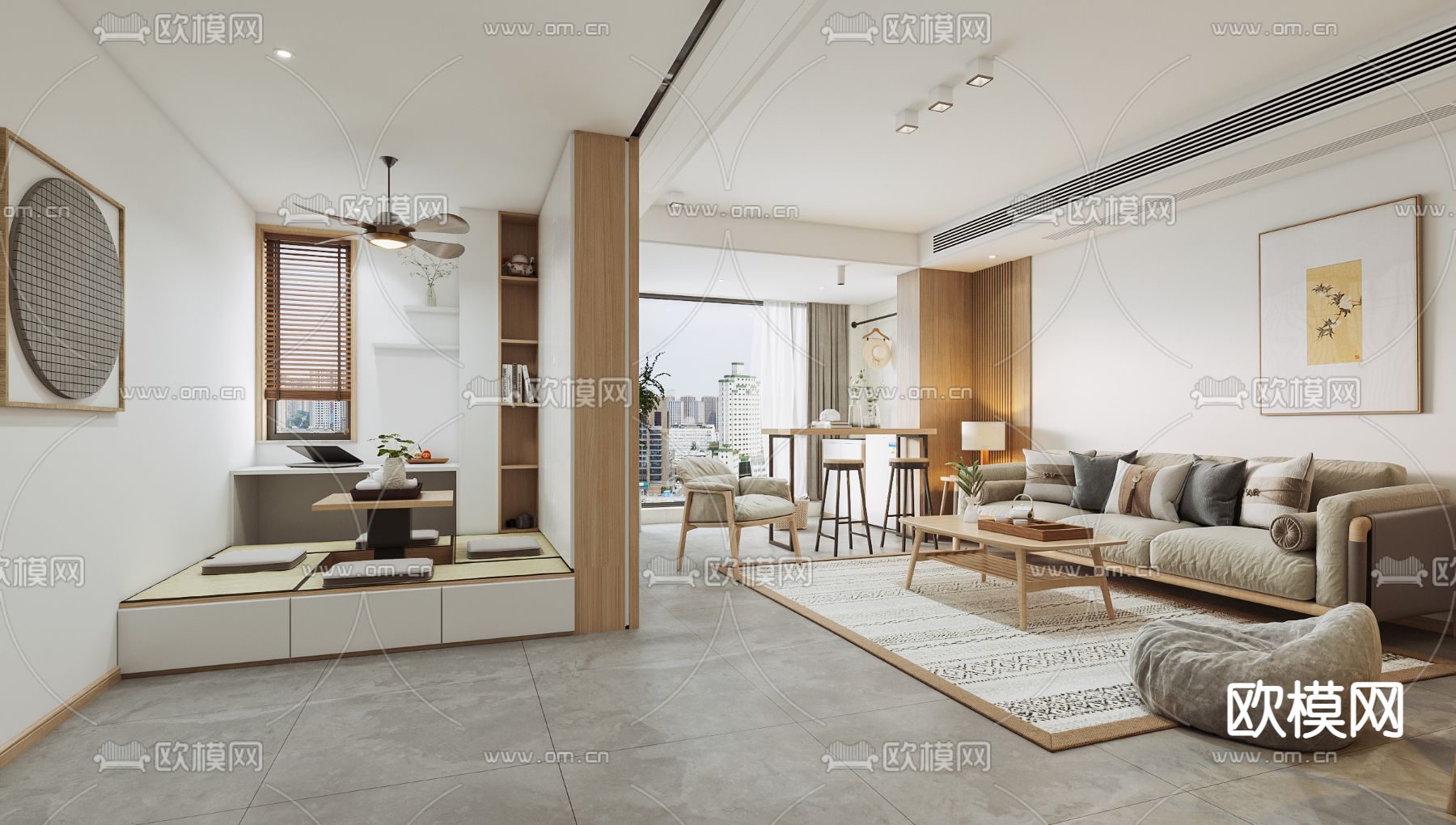 日式客餐厅3d模型下载（渲染图1）