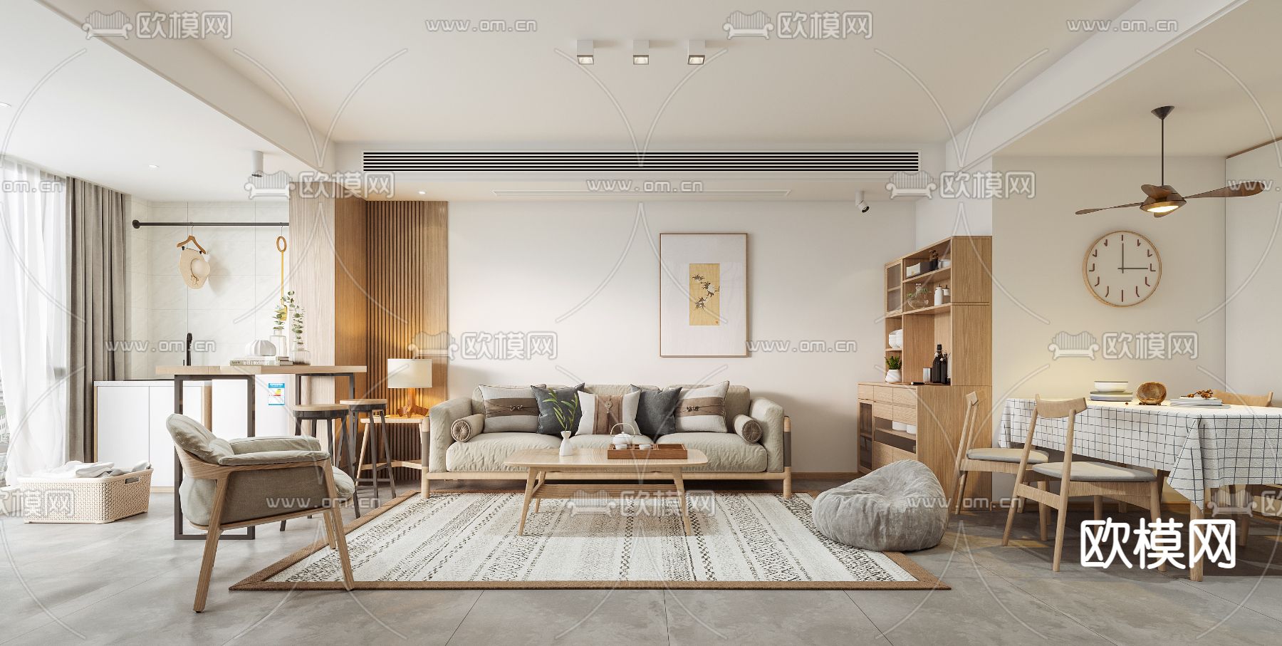 日式客餐厅3d模型下载（渲染图3）