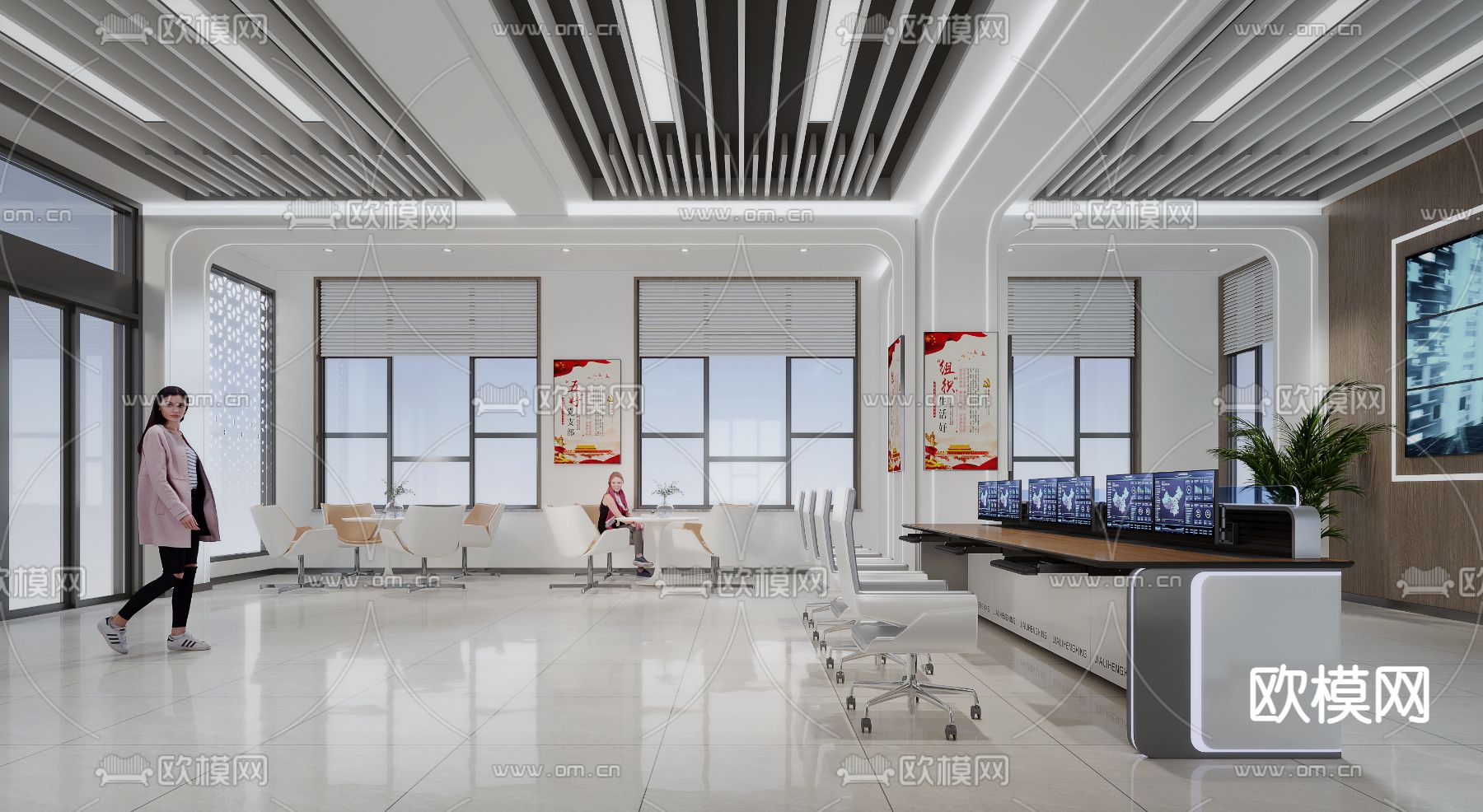 现代监控室3d模型下载（渲染图2）