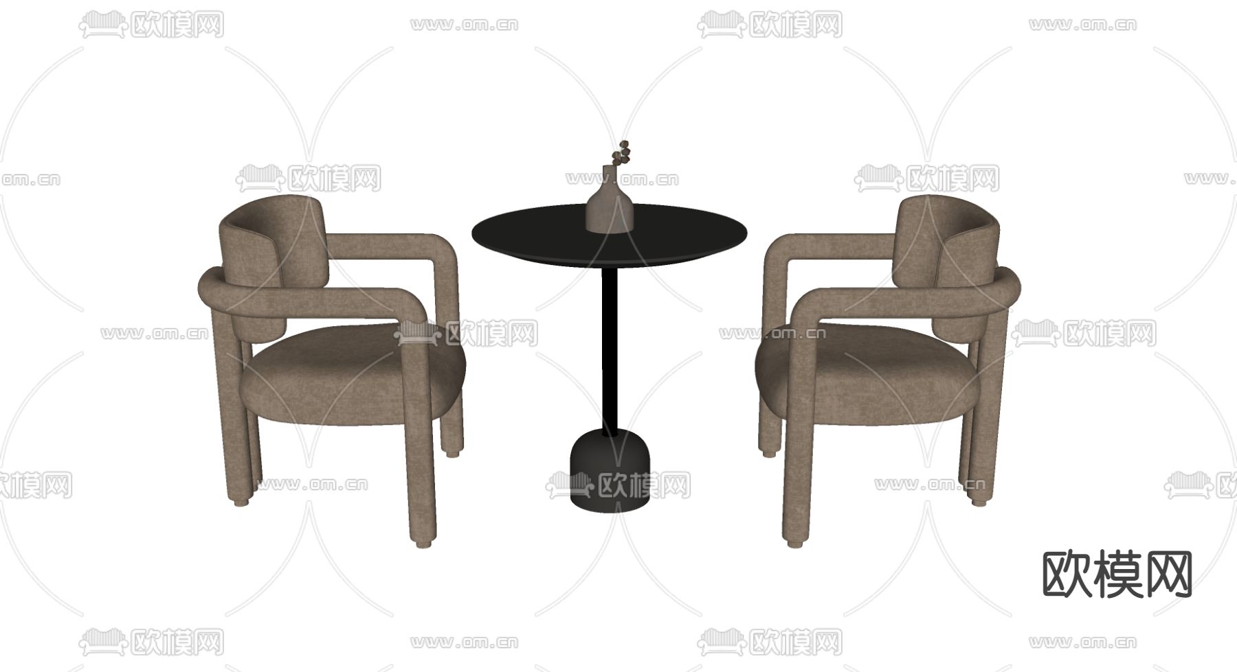 现代休闲桌椅su模型下载（渲染图2）