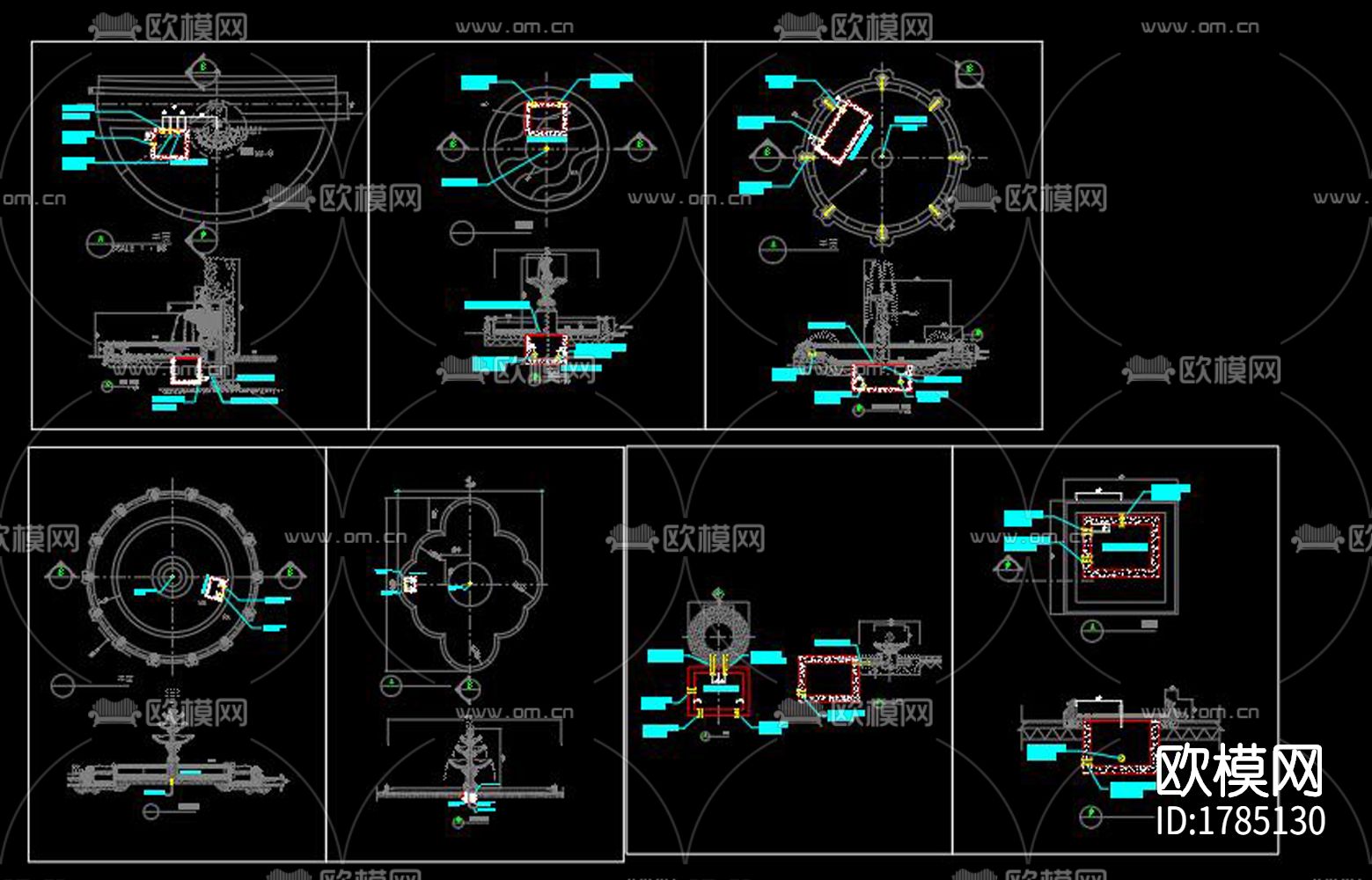 喷泉跌水cad节点大样图下载（渲染图7）