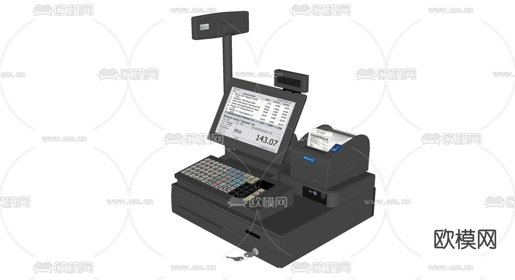 现代收银机收银台su模型下载（渲染图2）