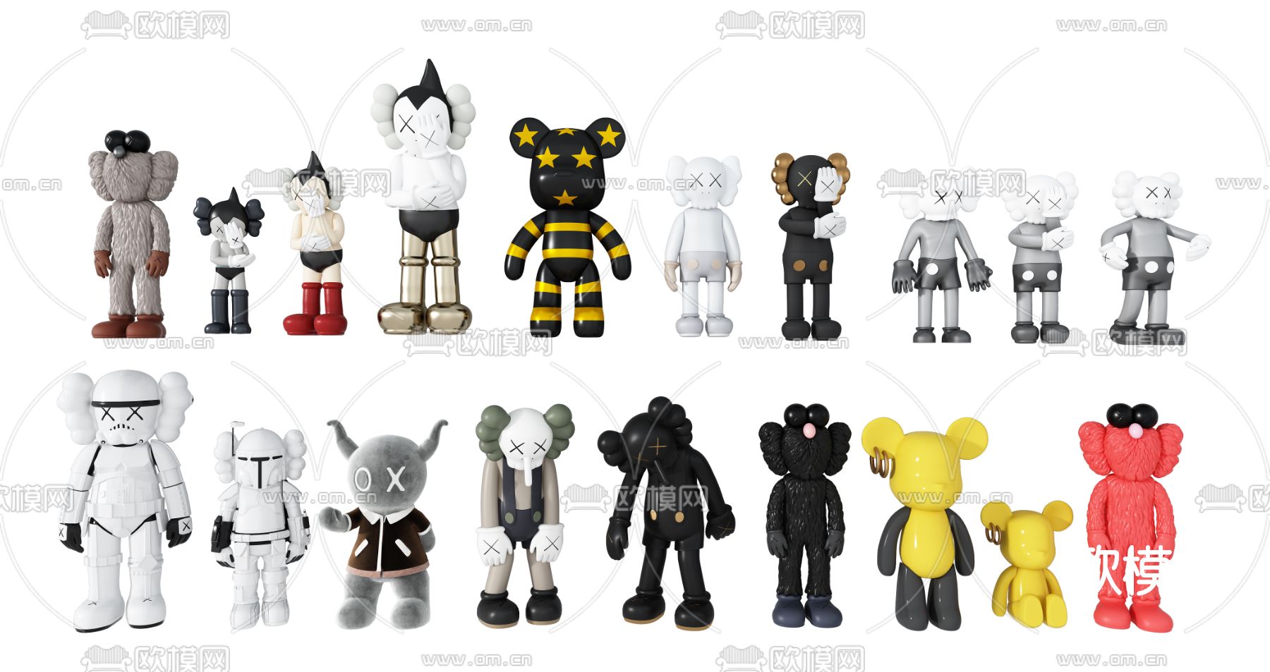 现代潮玩人偶雕塑3d模型下载