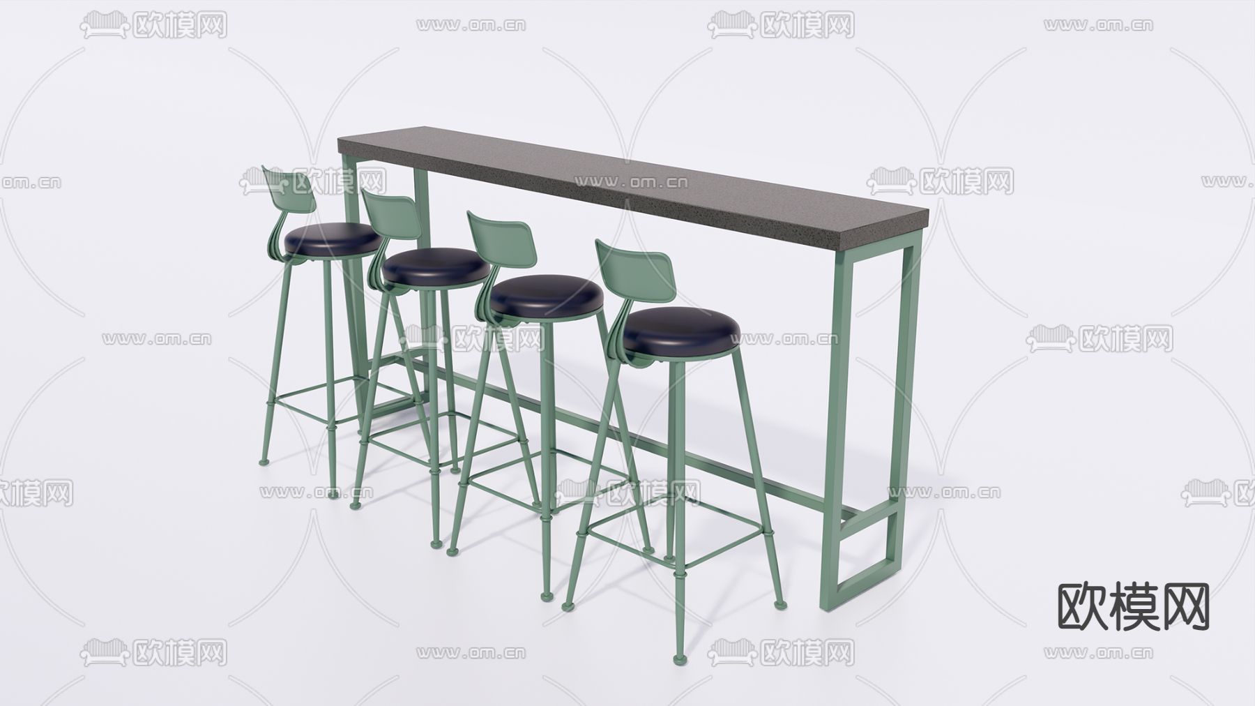 工业风高脚椅吧椅su模型下载（渲染图1）