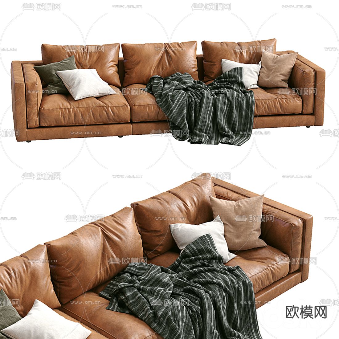 FLEXFORM 皮革多人沙发3d模型下载（渲染图2）