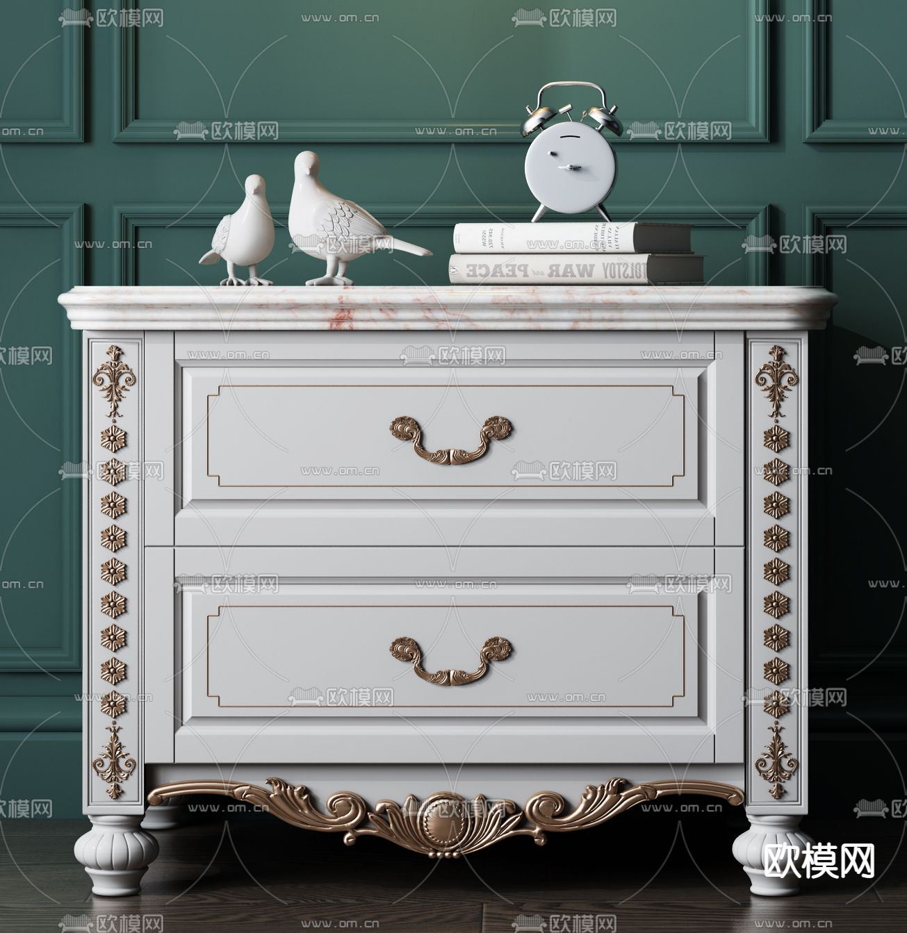 欧式轻奢床头柜3d模型
