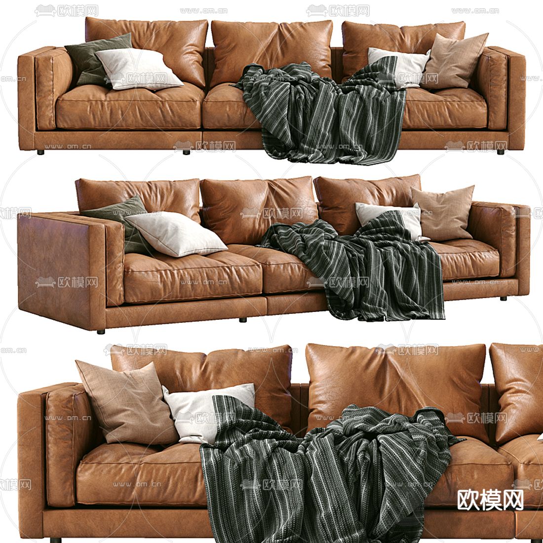 FLEXFORM 皮革多人沙发3d模型下载（渲染图3）