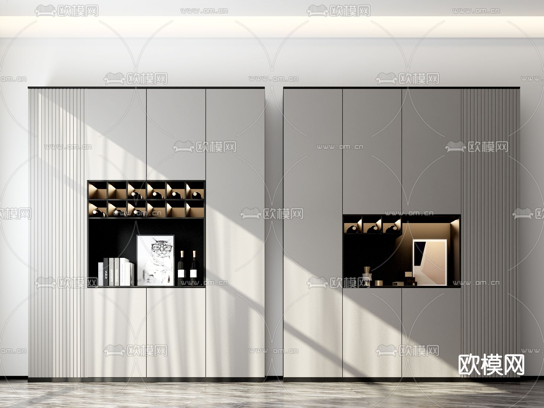 现代多功能酒柜3d模型下载