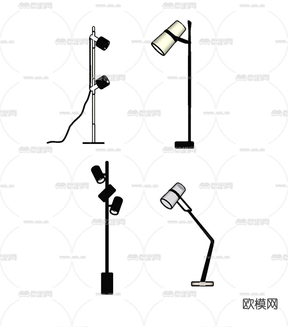 现代落地灯su模型下载（渲染图2）