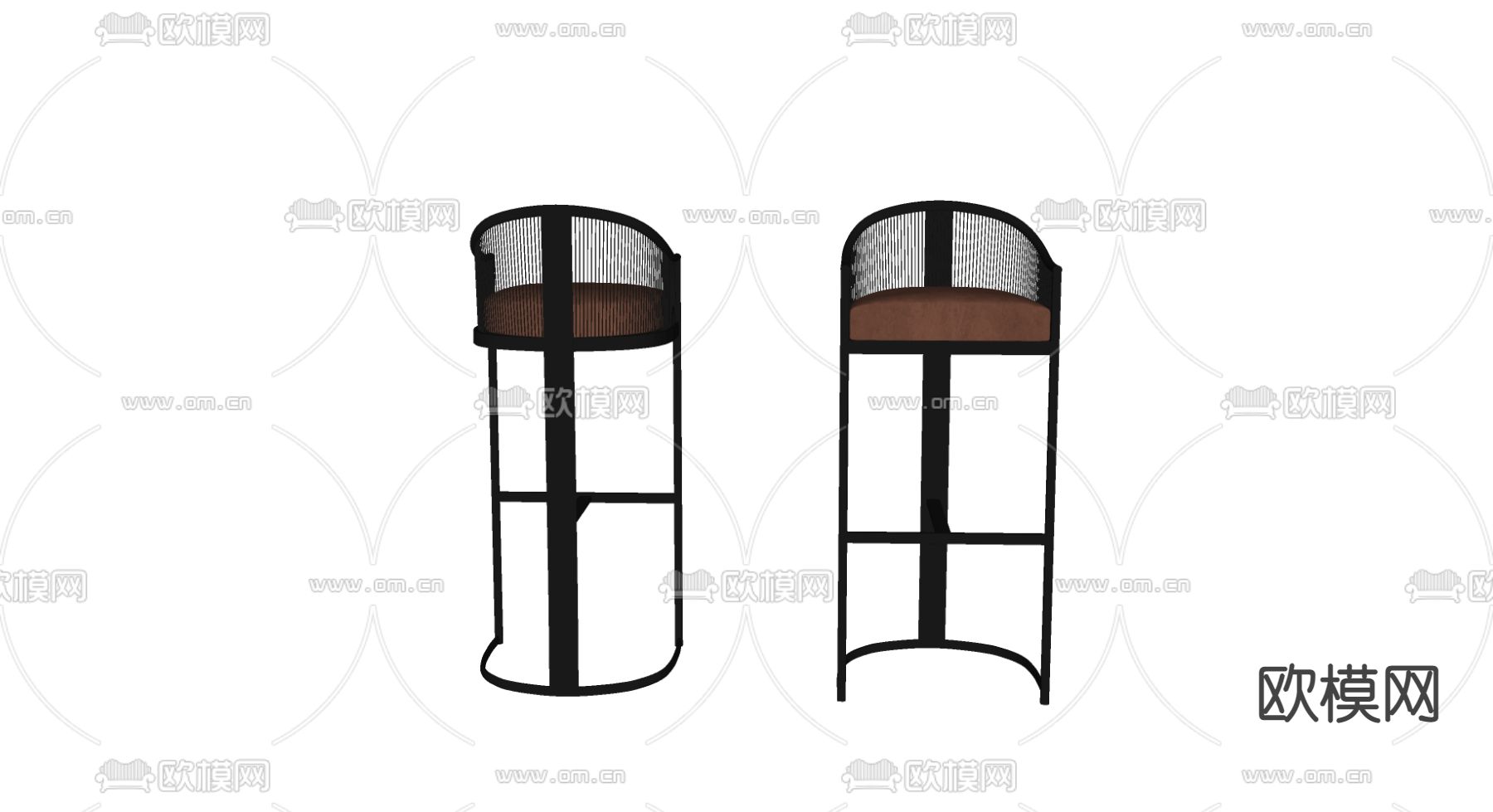 工业风高脚椅吧椅su模型