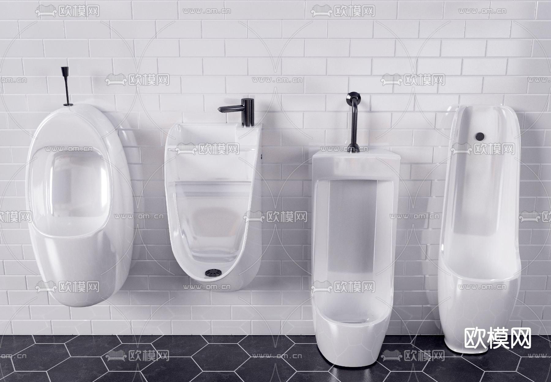 现代小便斗小便器3d模型下载（渲染图3）