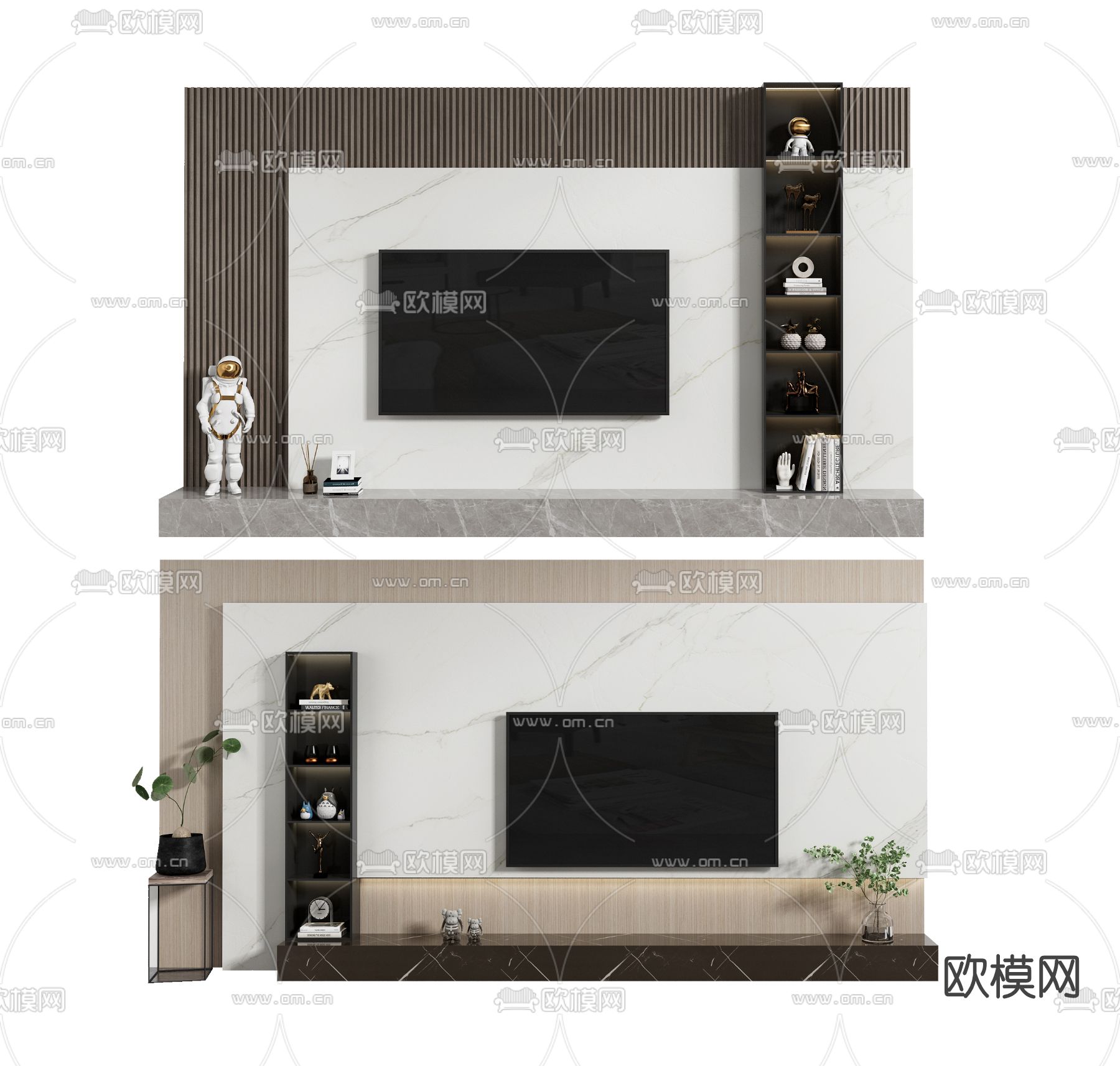现代电视背景墙3d模型