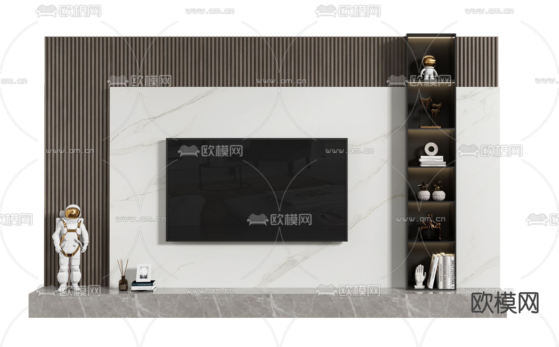 现代电视背景墙3d模型