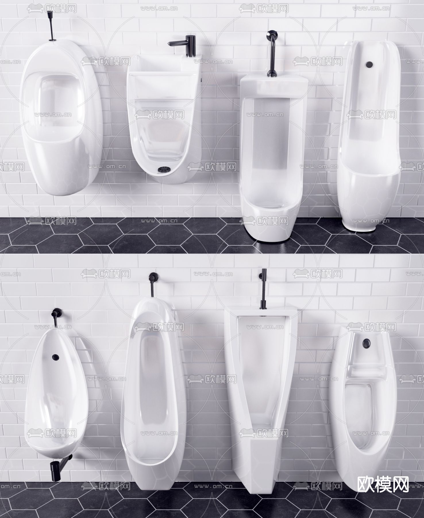 现代小便斗小便器3d模型下载（渲染图1）