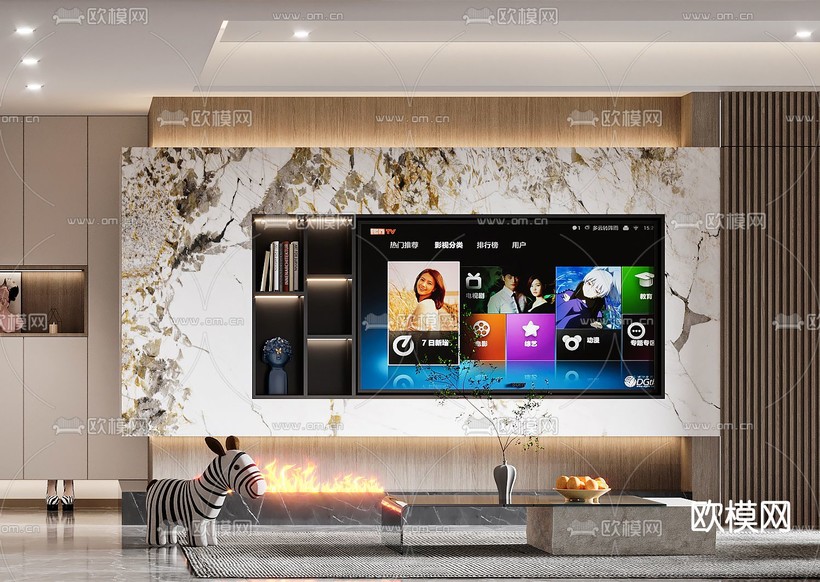 现代轻奢客餐厅3d模型下载(渲染图3)