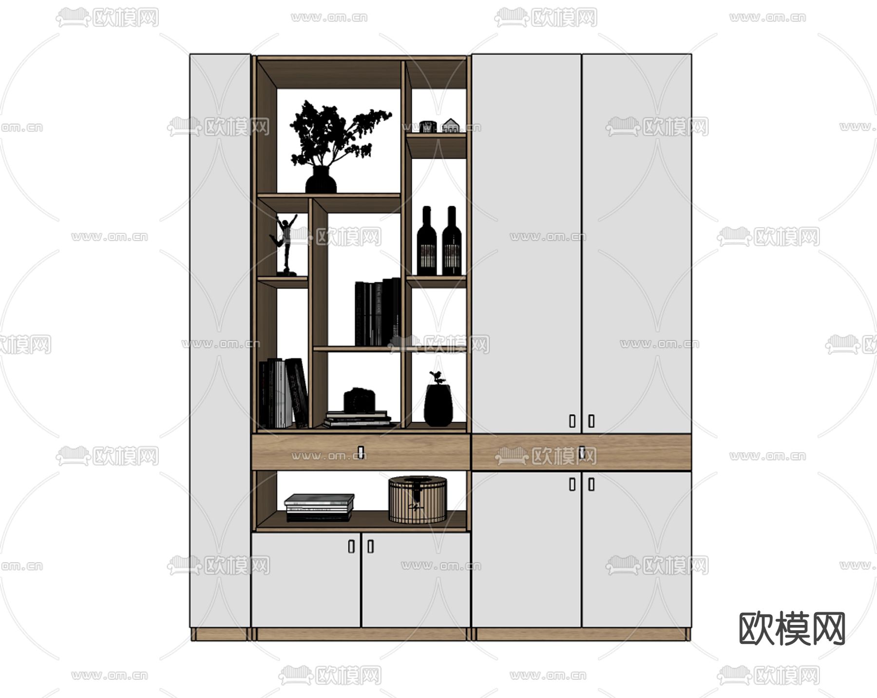现代鞋柜隔断su模型下载（渲染图2）