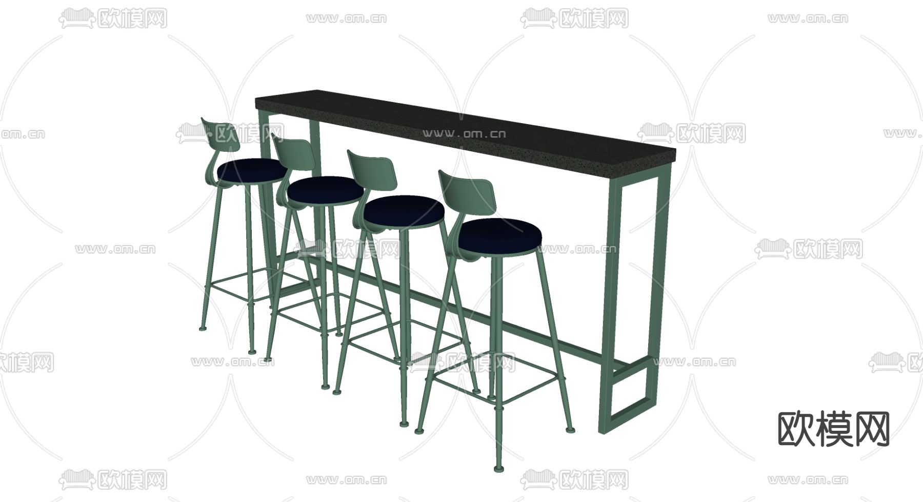 工业风高脚椅吧椅su模型下载（渲染图2）