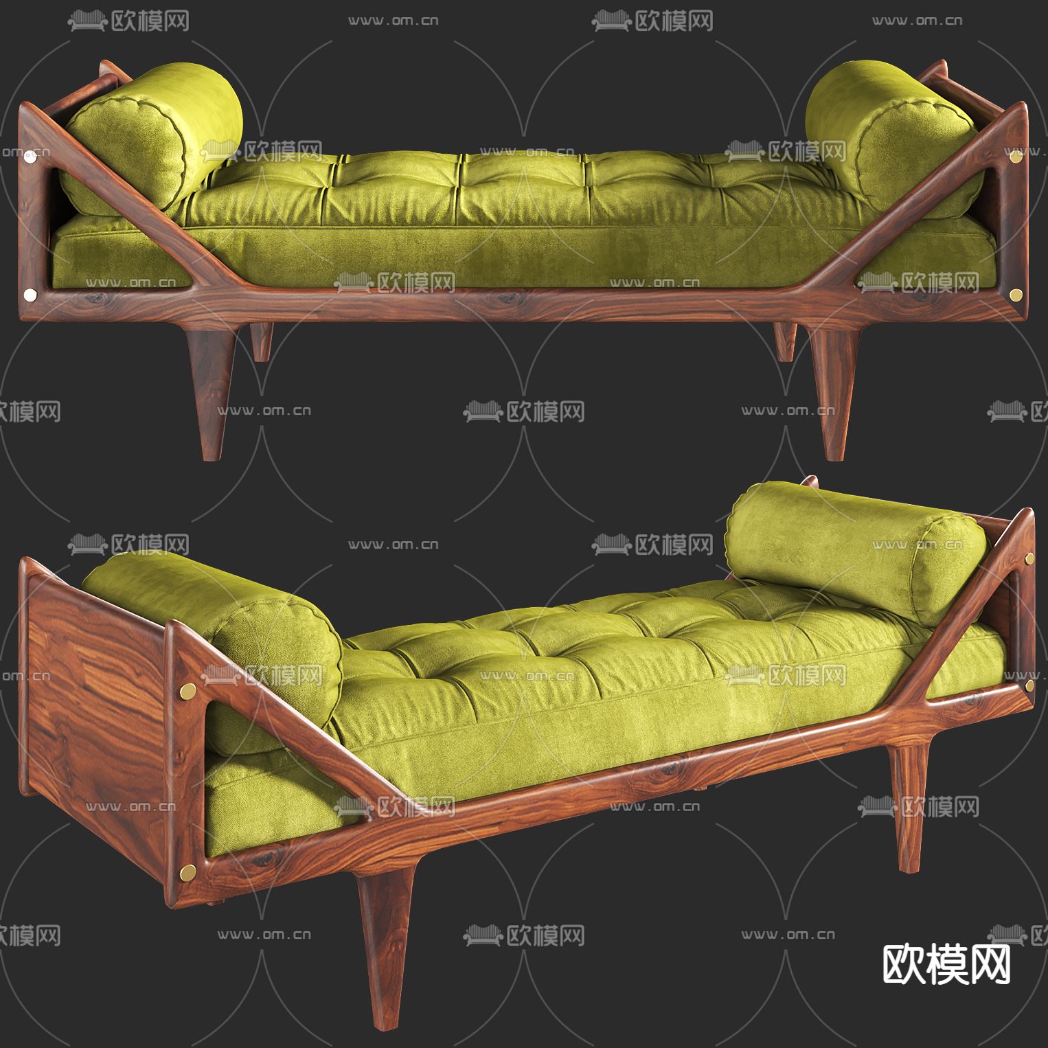 北欧实木布艺床尾凳3d模型下载