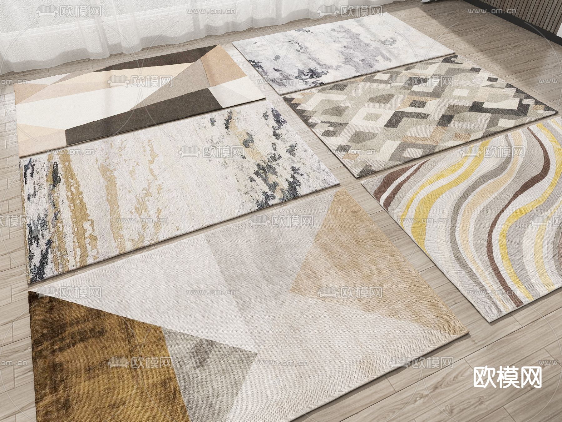 北欧布艺地毯3d模型下载