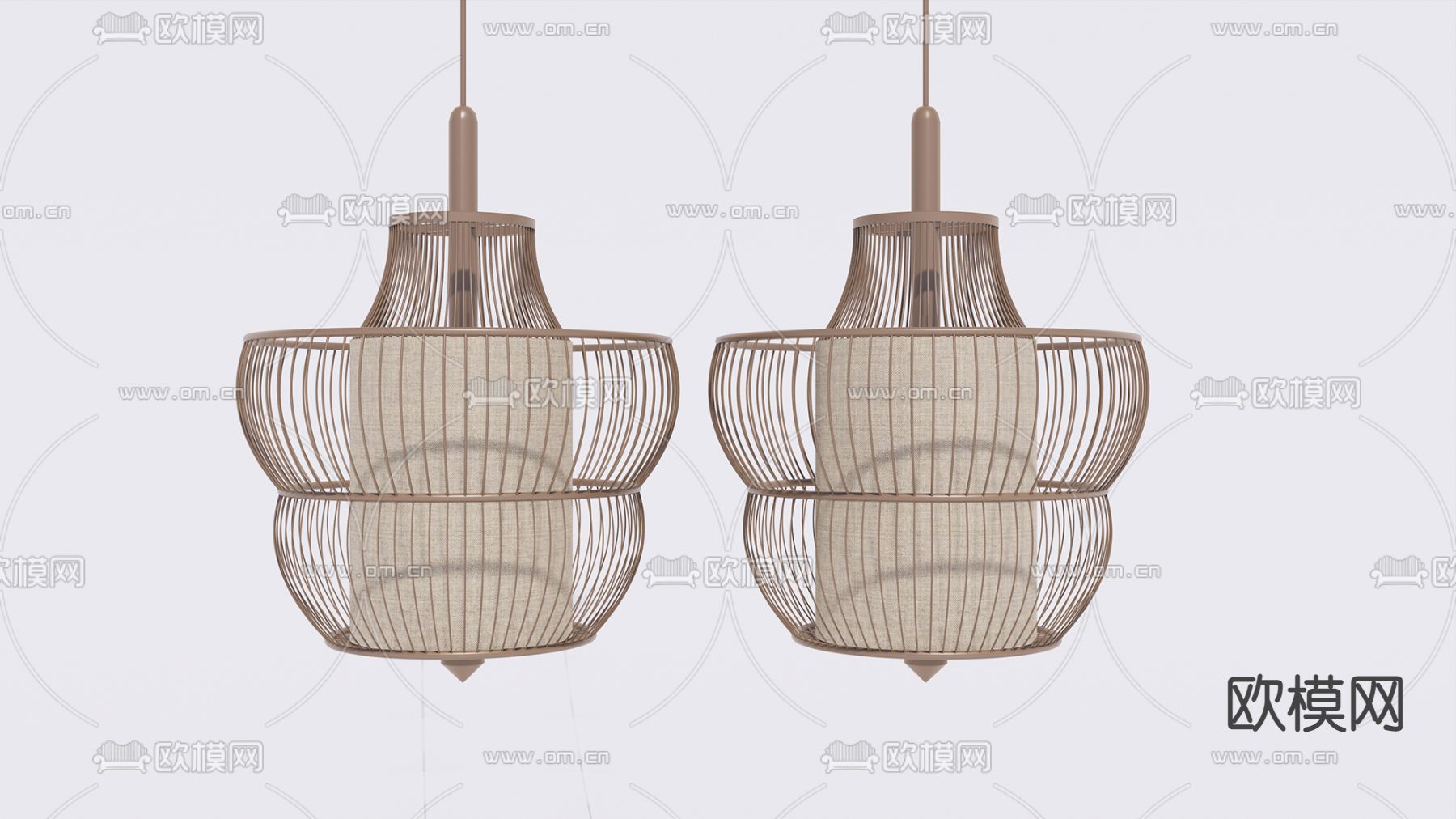 北欧风藤编吊灯su模型下载（渲染图1）