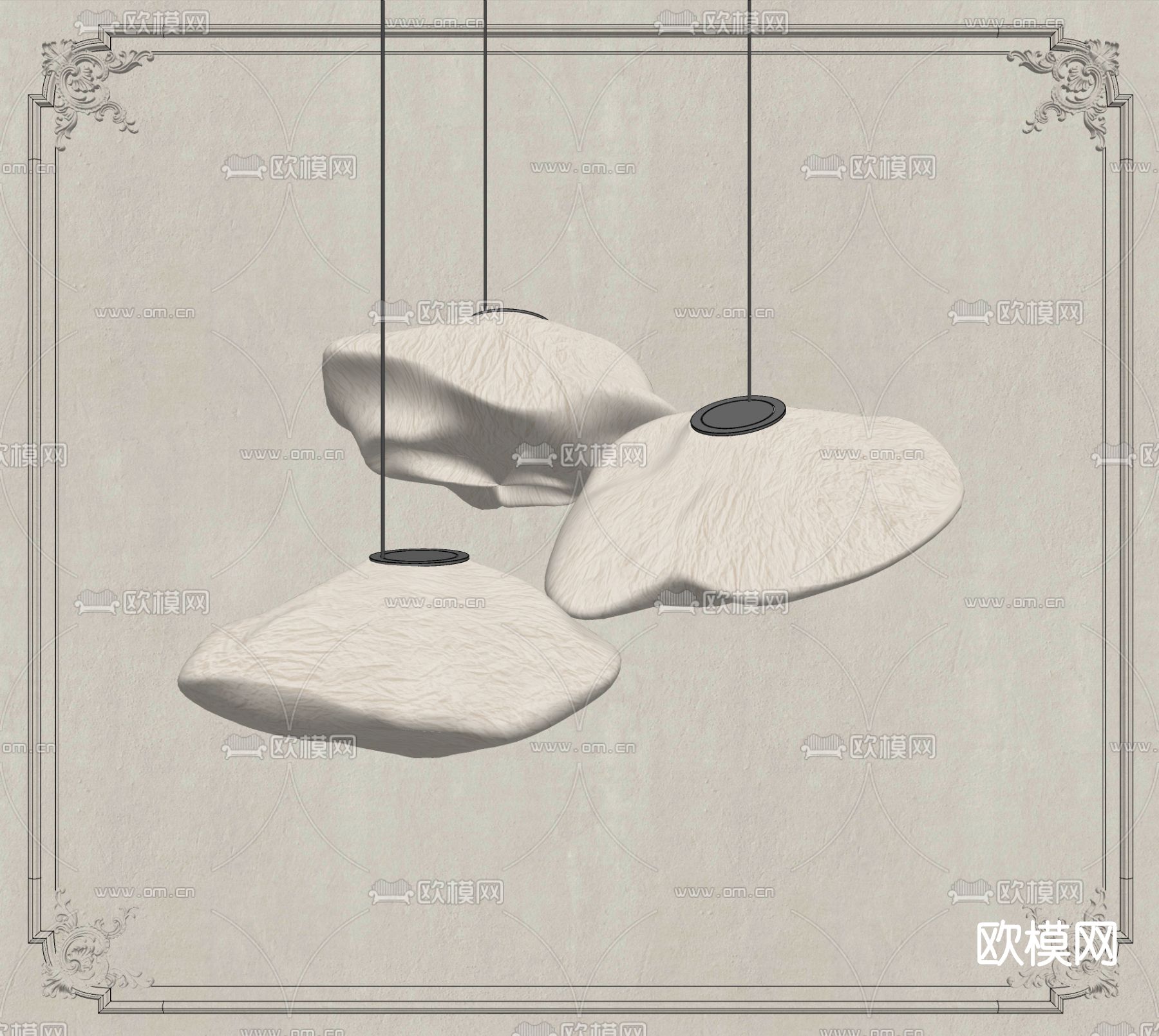 侘寂风吊灯su模型