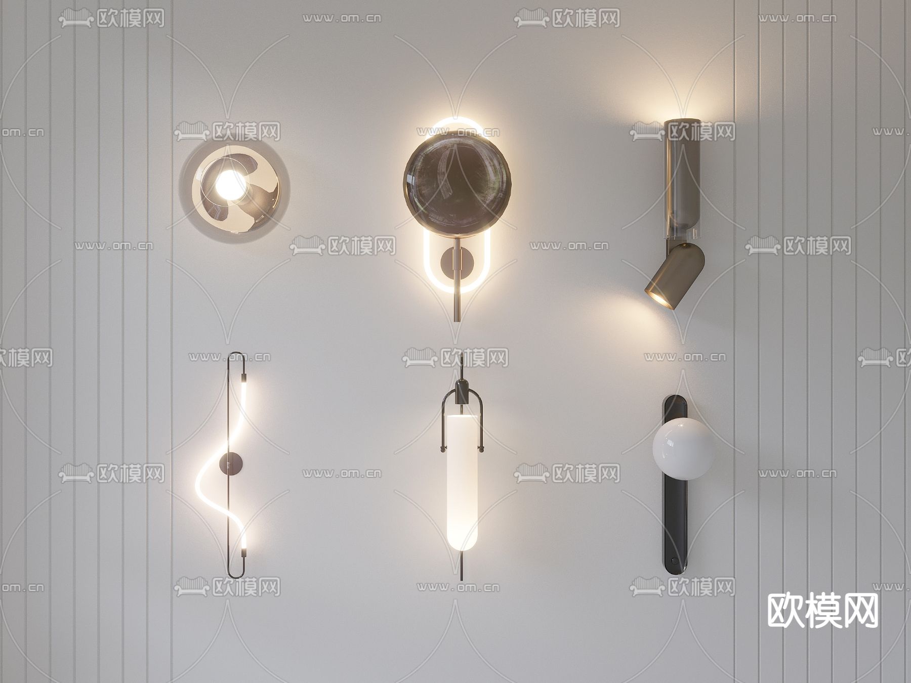 现代金属壁灯3d模型下载