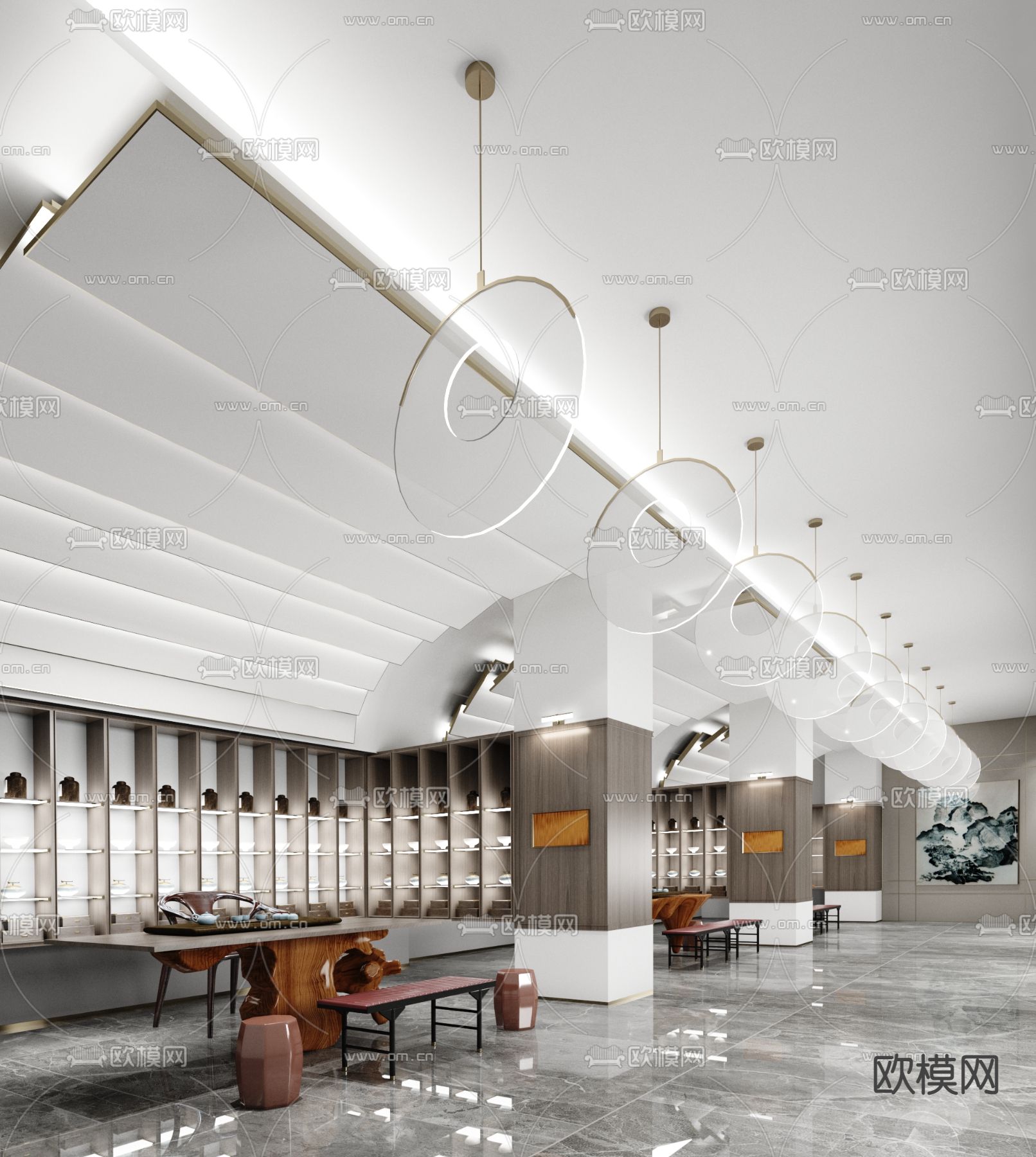 JSP设计 新中式售楼处洽谈区3d模型下载_ID12006860_3dmax免费模型-欧模网