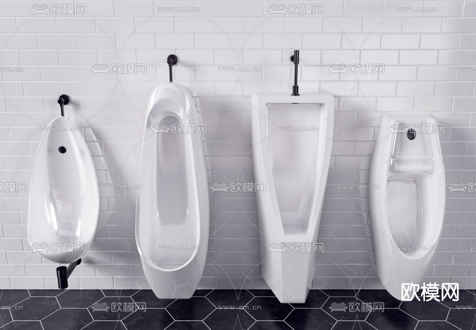 现代小便斗小便器3d模型下载（渲染图2）