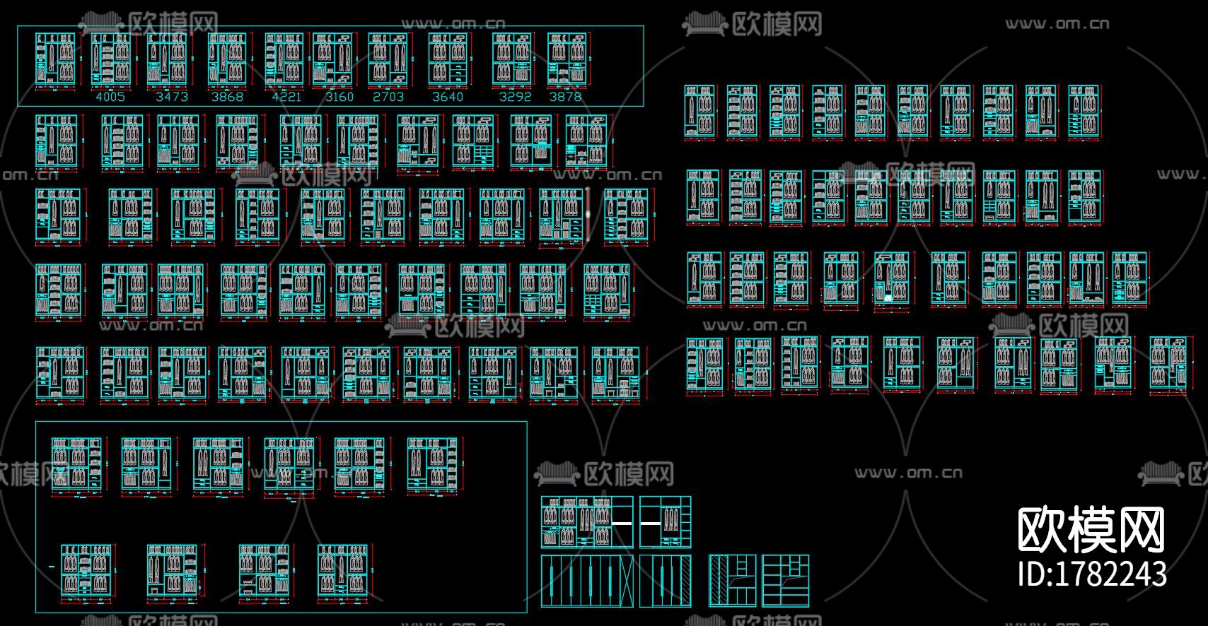 立式衣柜cad图库下载（渲染图2）