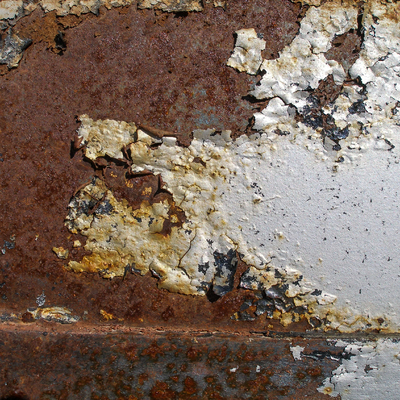  锈迹白色脱漆铁皮 